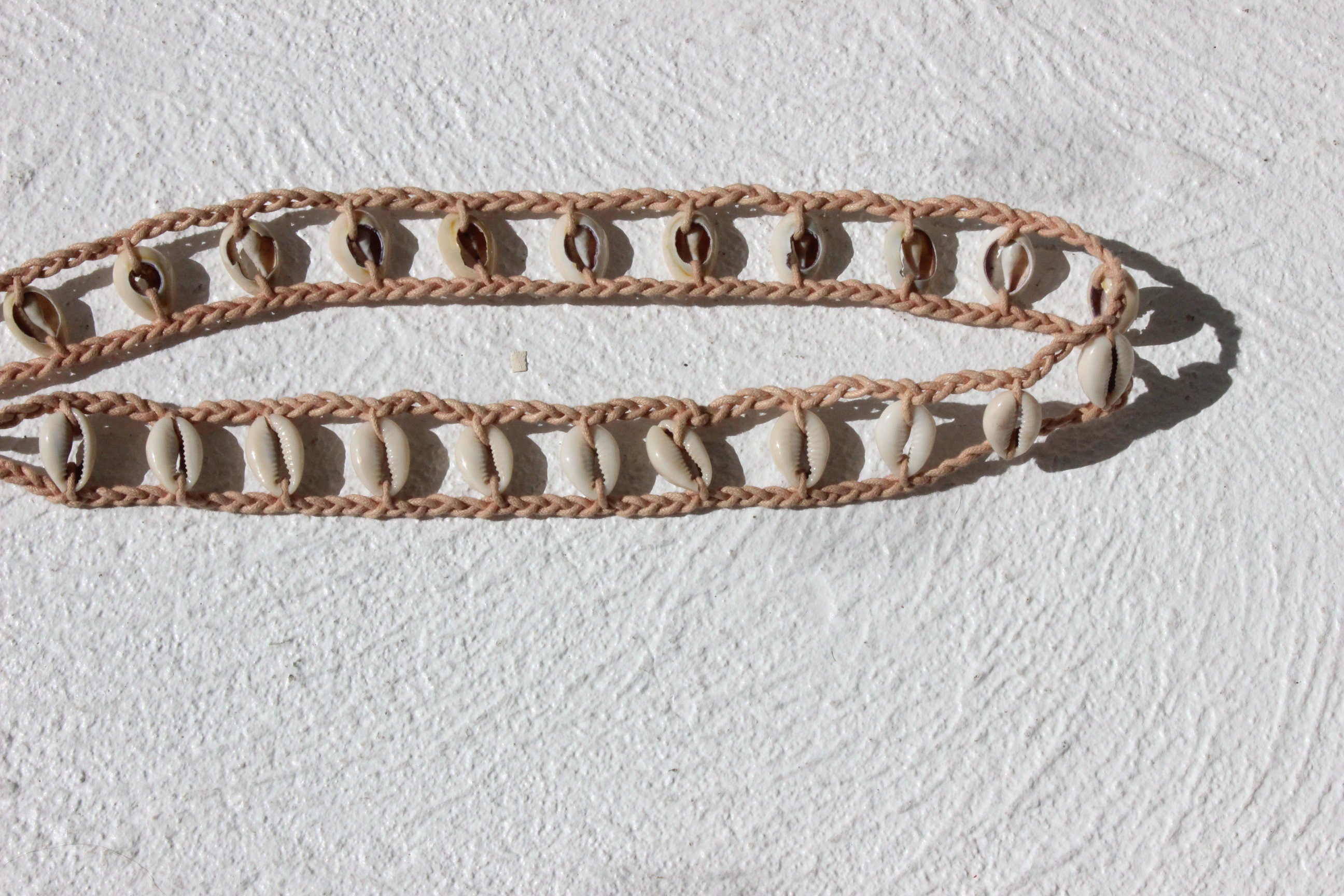 90s Macrame & Sea Shell Tie Up Belt