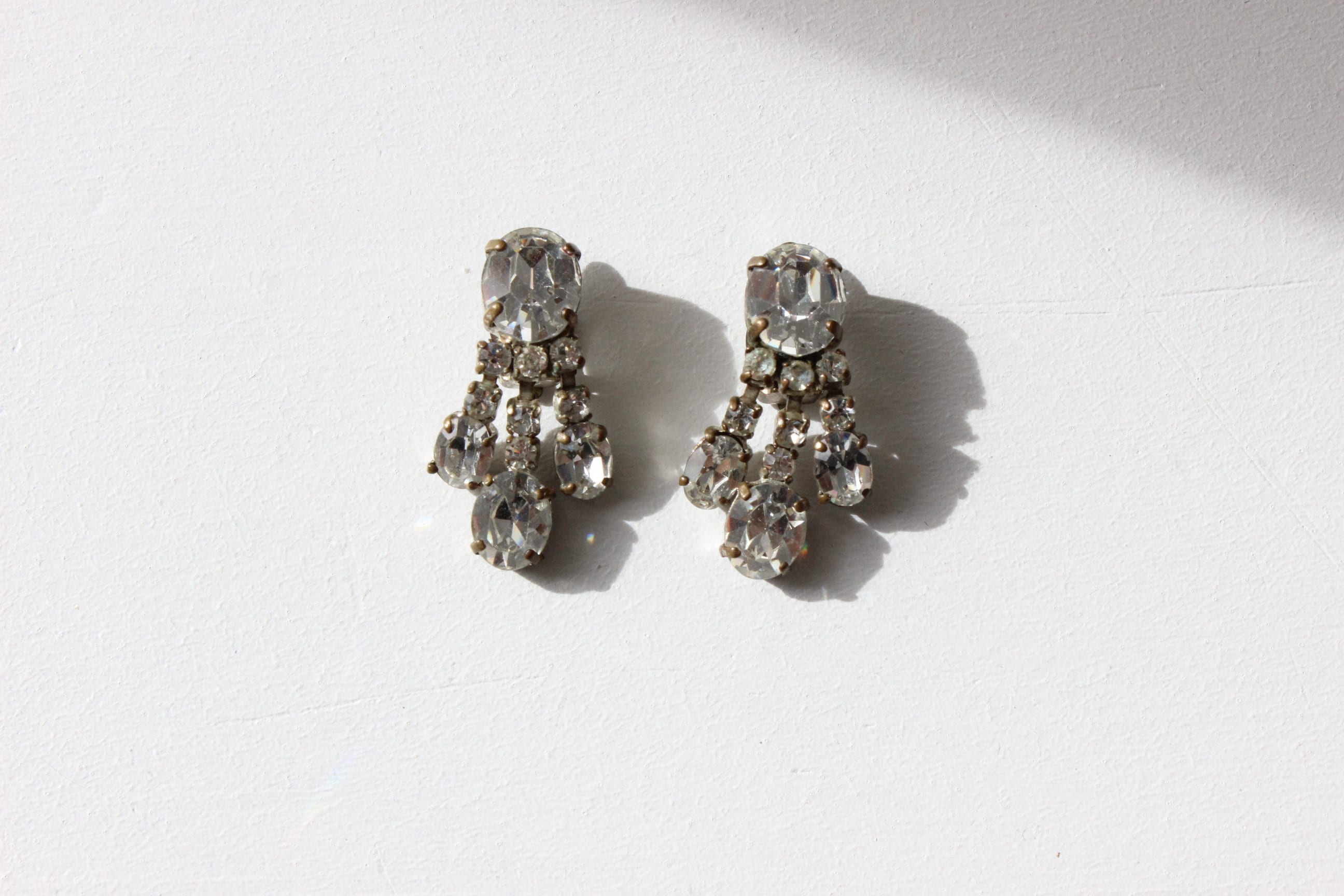 1930s Art Deco Crystal Chandelier Clip On Earrings