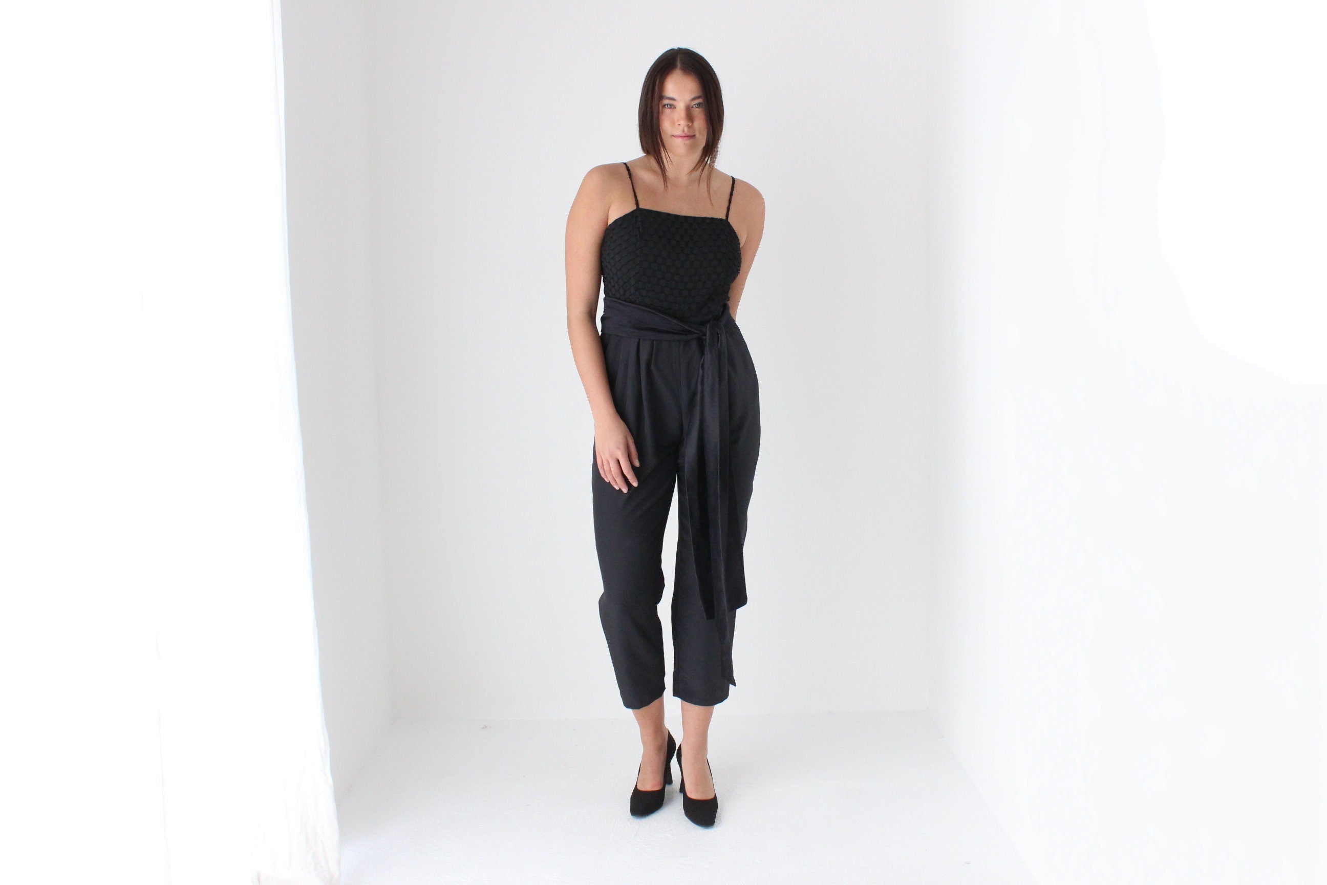 Cutest 80s Black Cocktail Party Jumpsuit