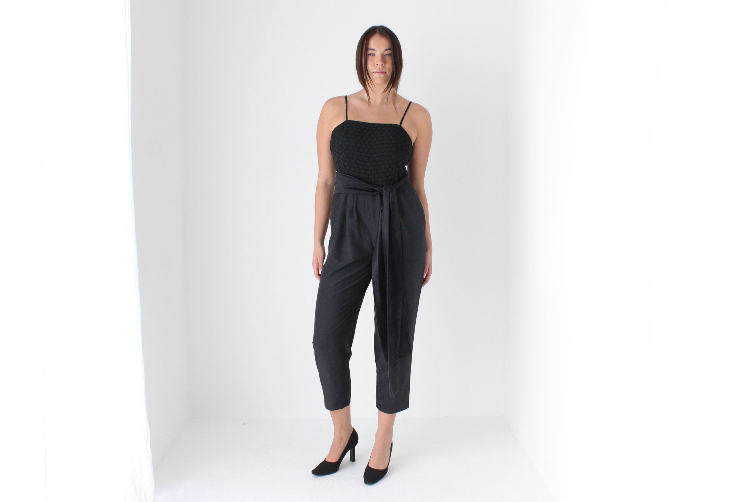 Cutest 80s Black Cocktail Party Jumpsuit