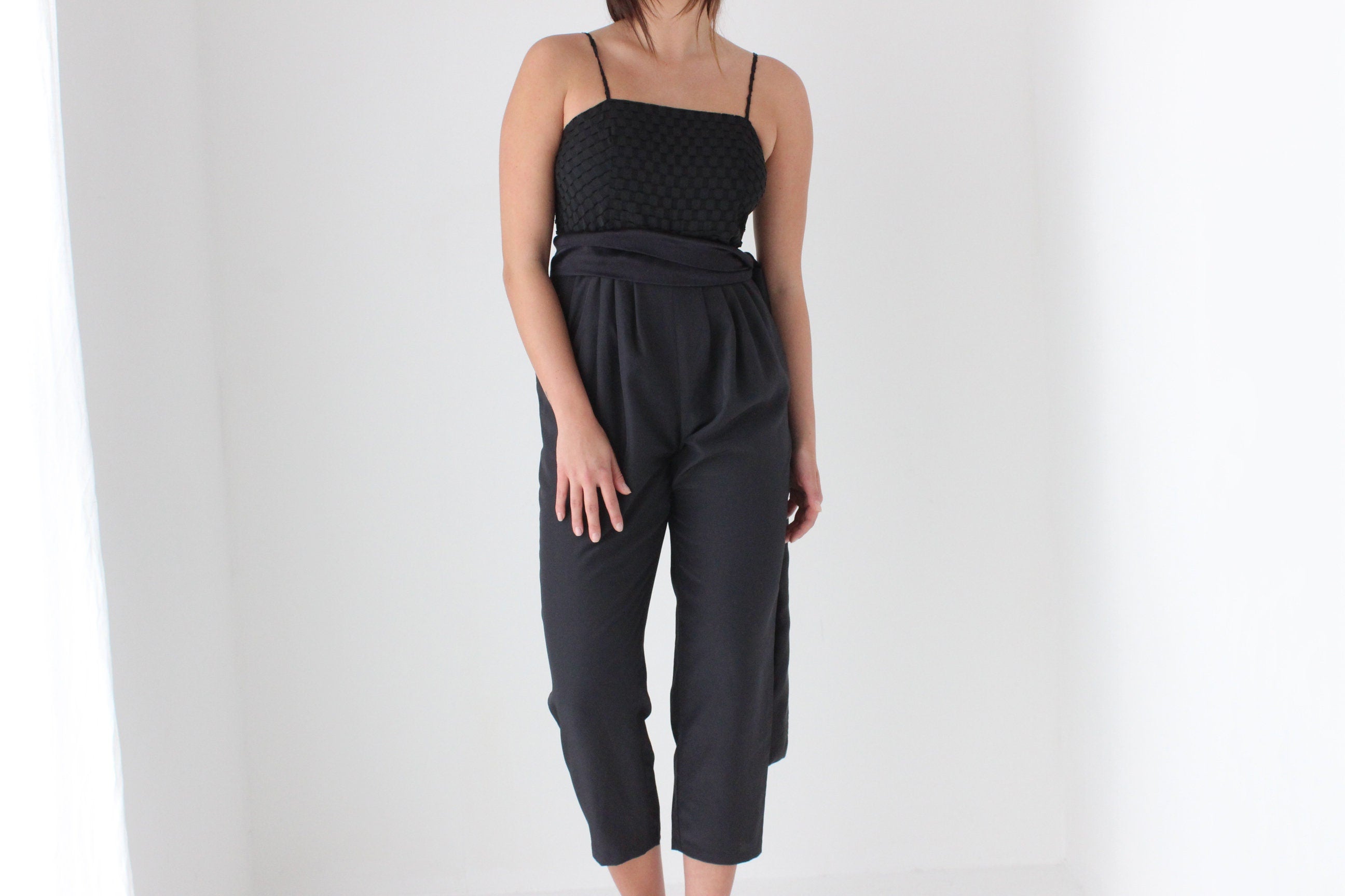 Cutest 80s Black Cocktail Party Jumpsuit