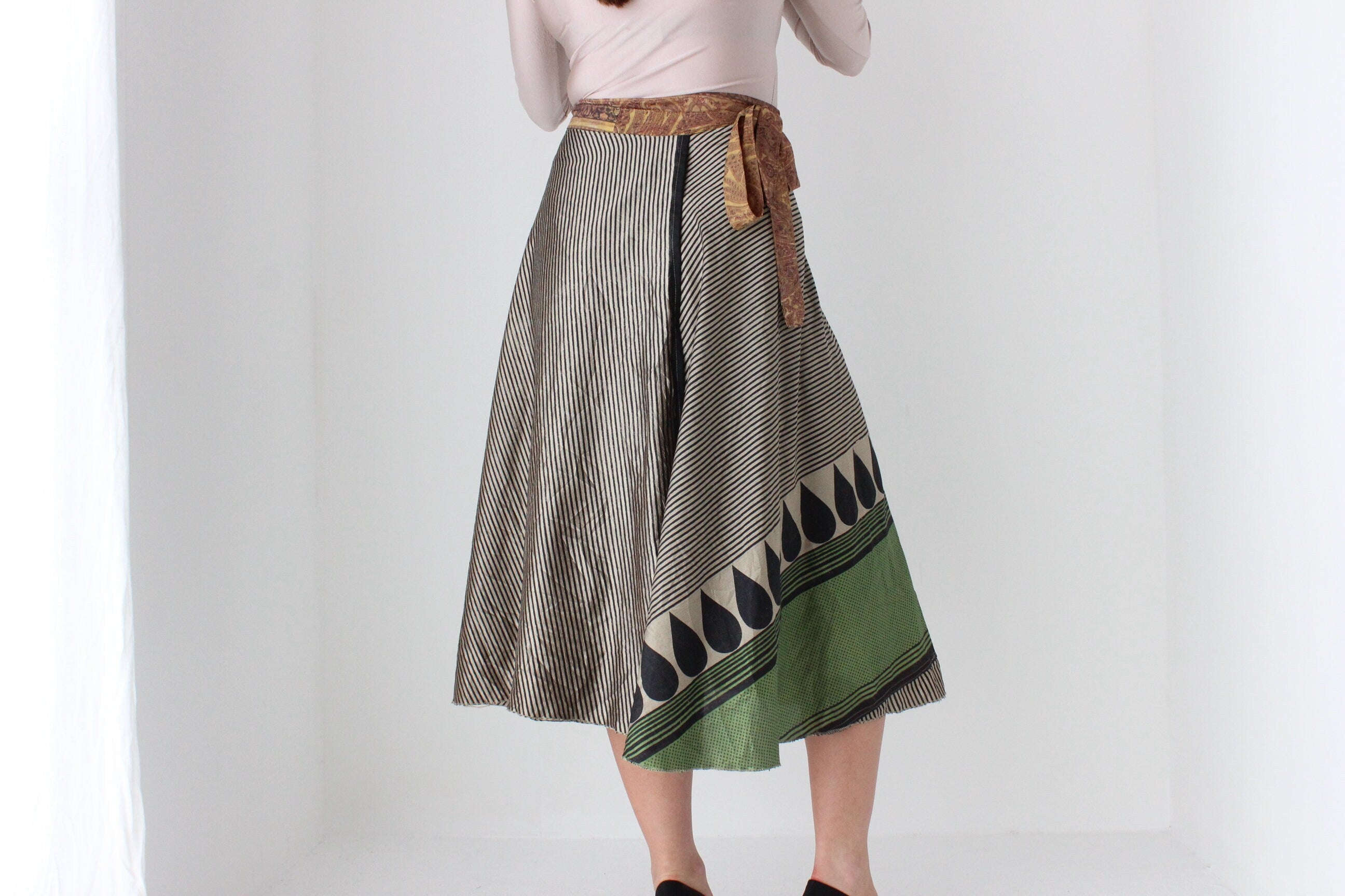 2000s Wearable Art Tie Up Free Size Wrap Skirt