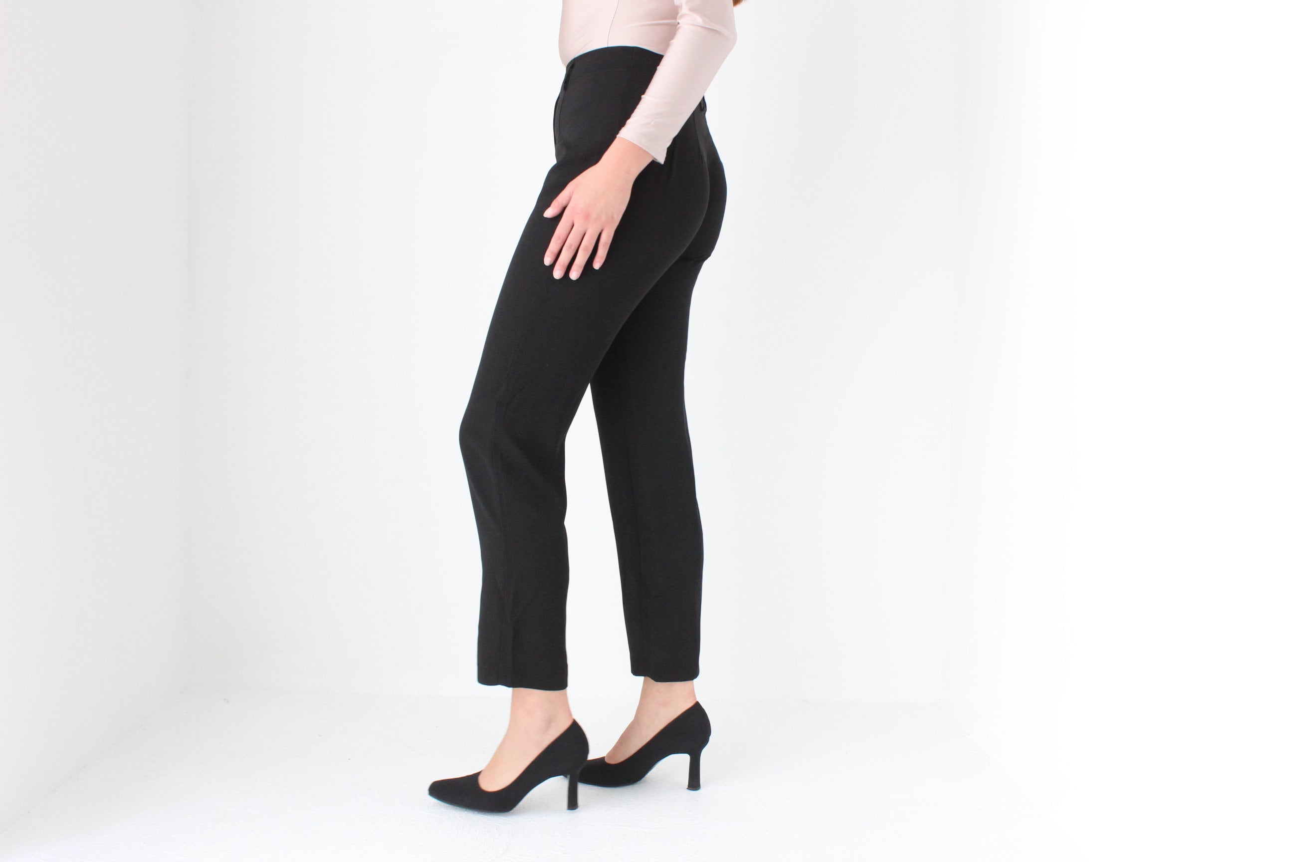 Vintage 90s Black Crepe Trousers by Equipment