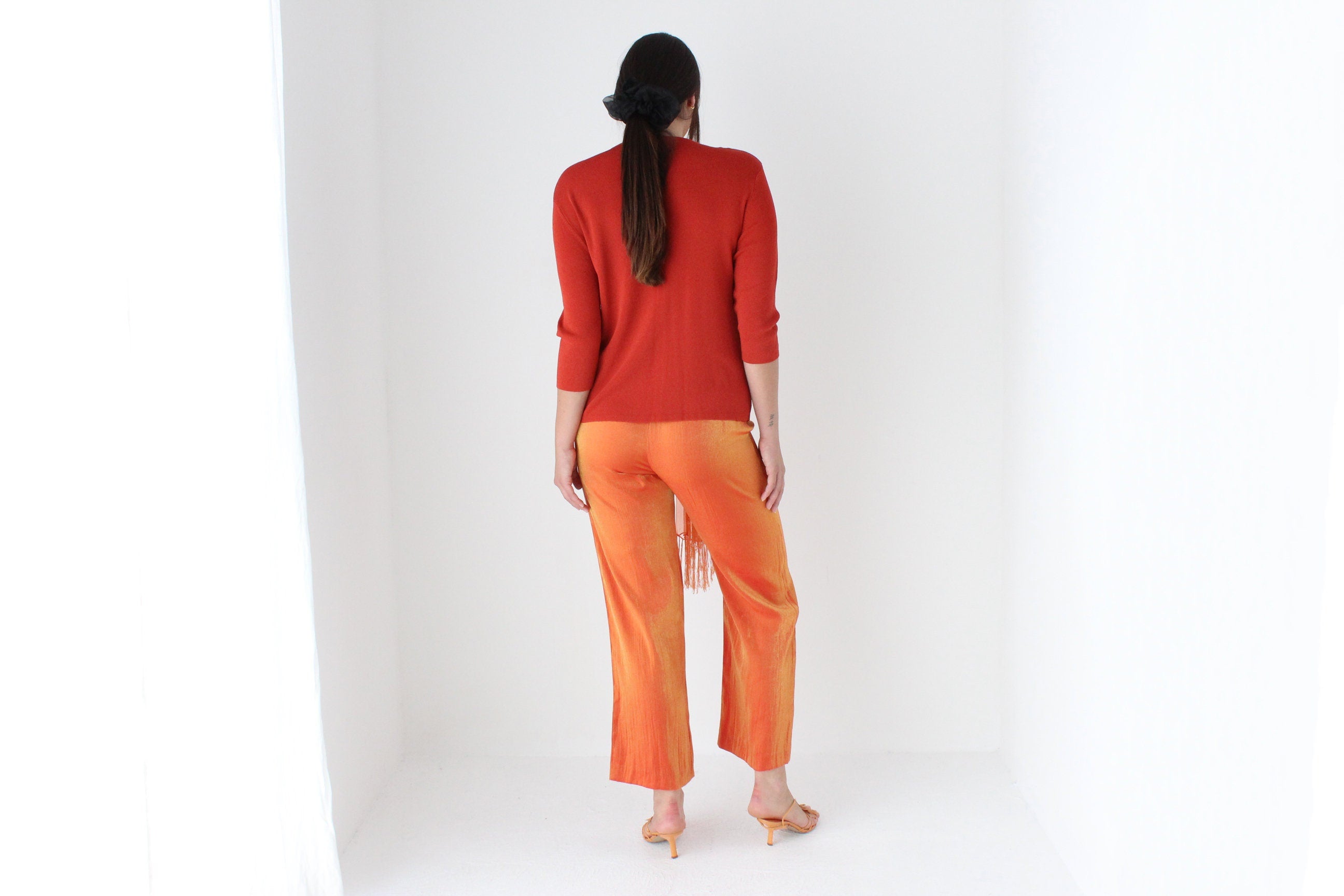 80s Metallic Orange Relaxed Pants