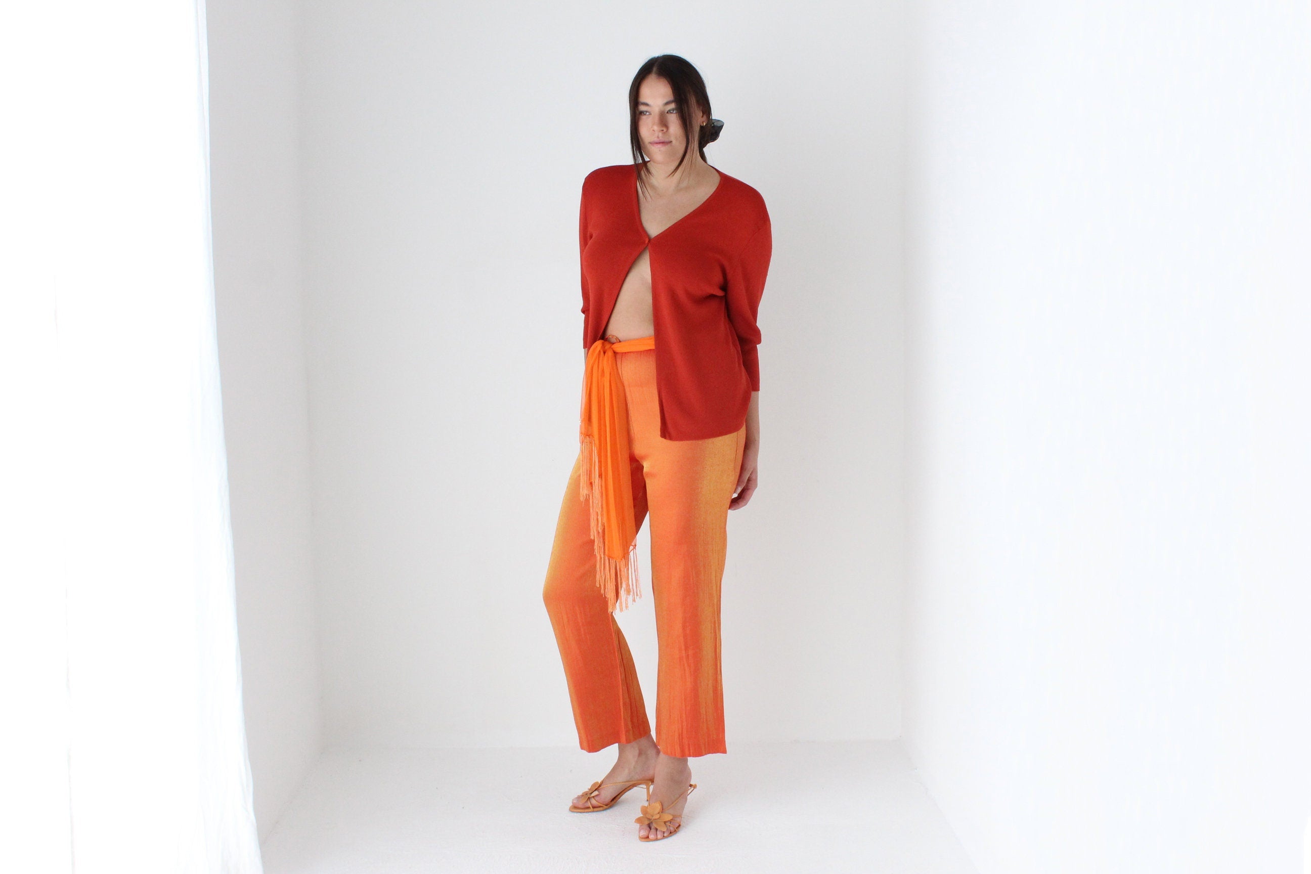 80s Metallic Orange Relaxed Pants