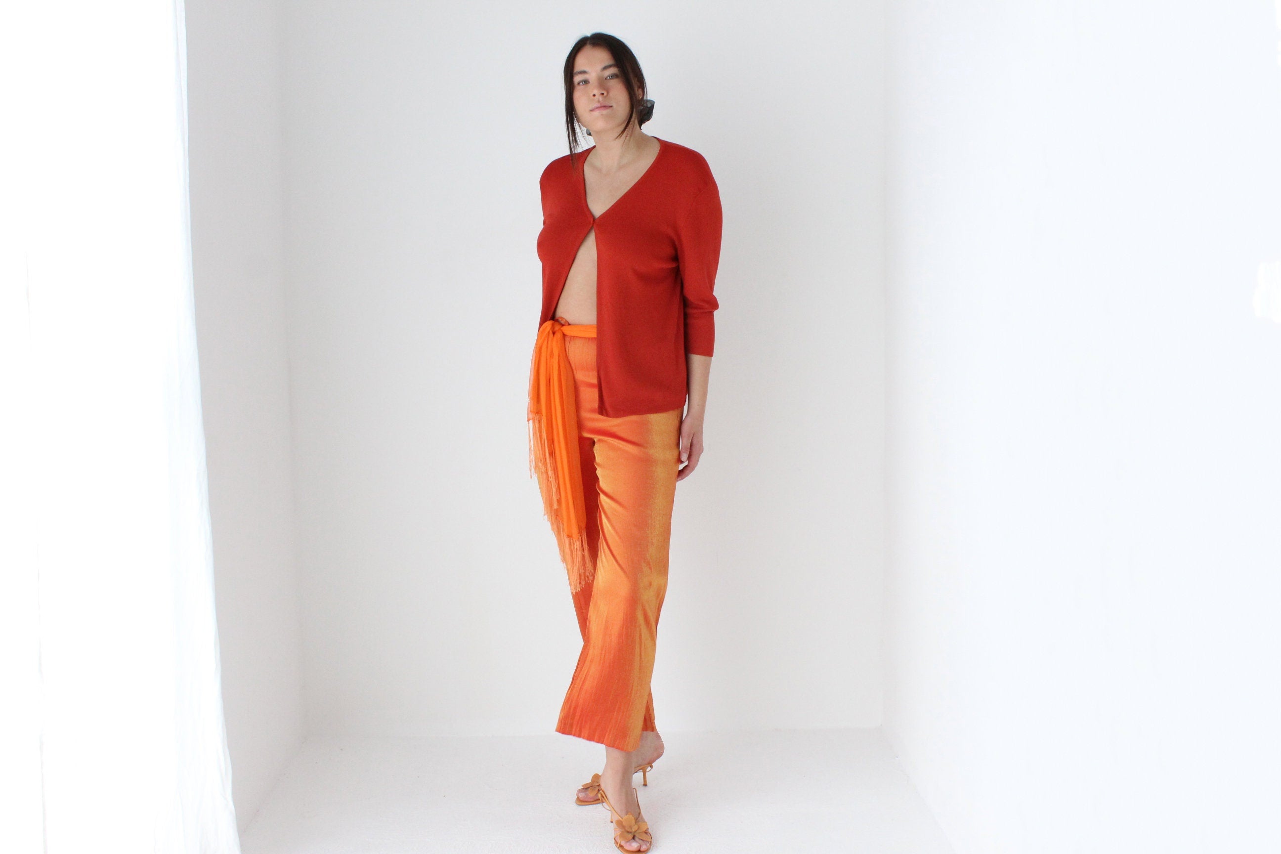 80s Metallic Orange Relaxed Pants