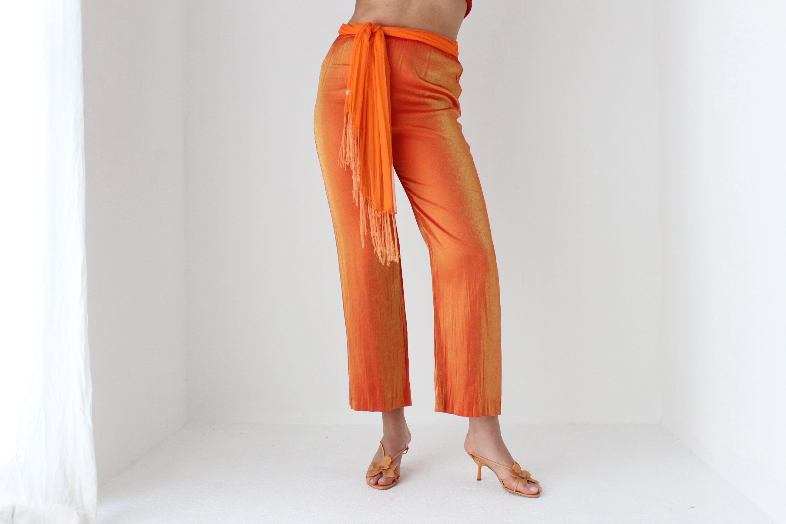 80s Metallic Orange Relaxed Pants