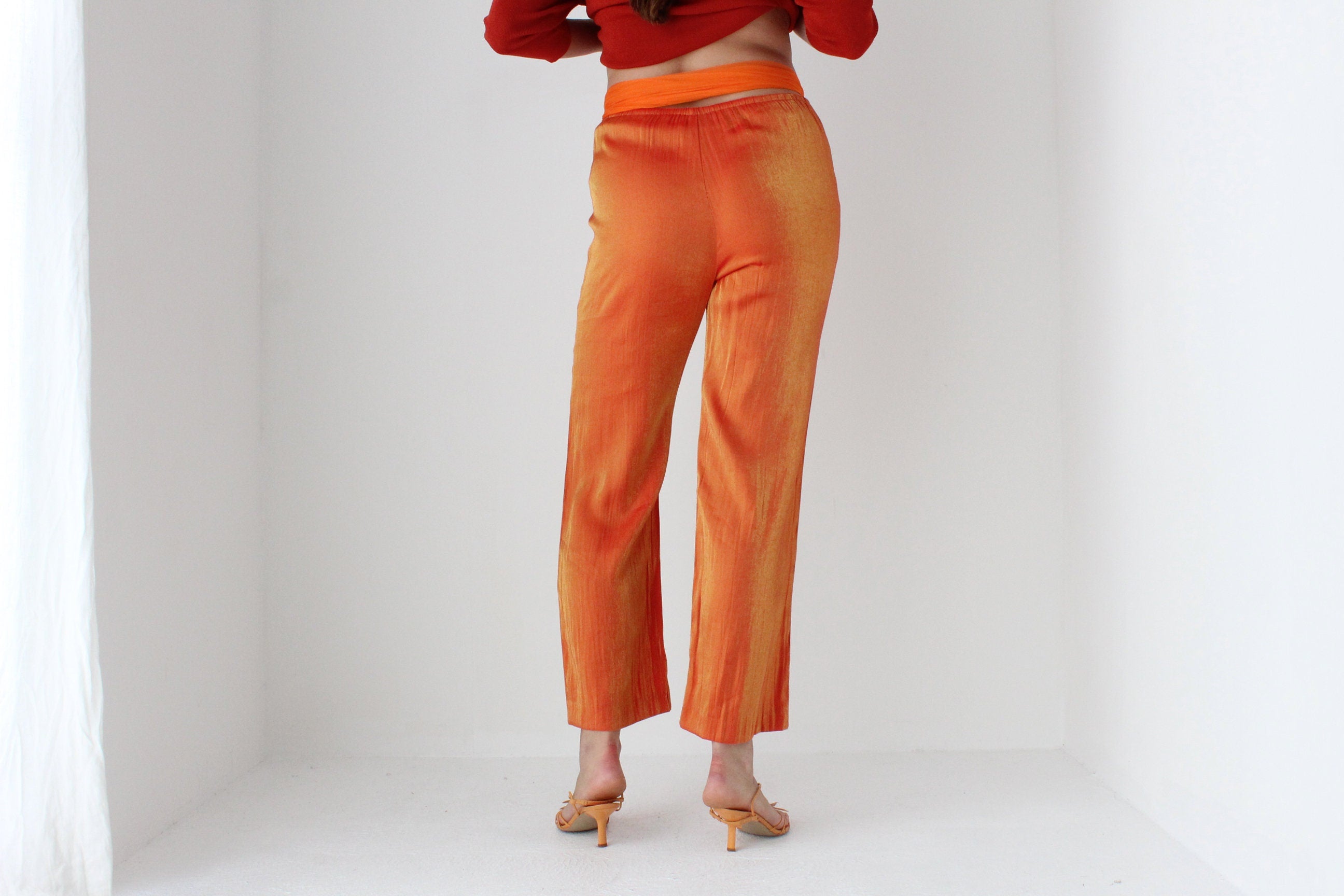 80s Metallic Orange Relaxed Pants