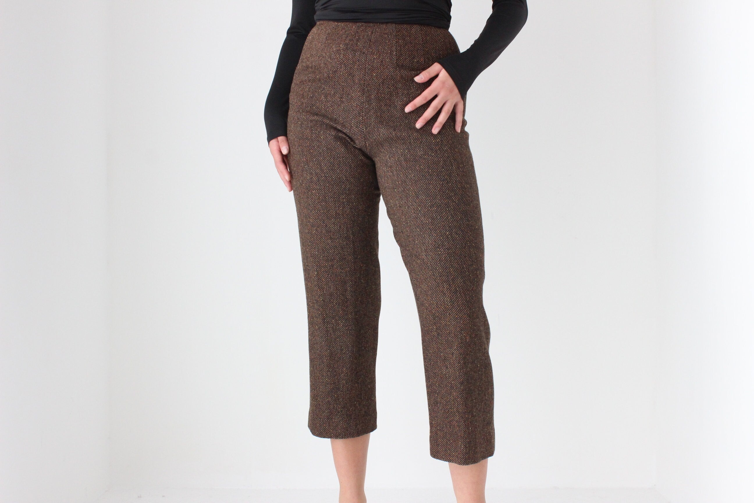 80s VALENTINO Wool Tweed Trousers