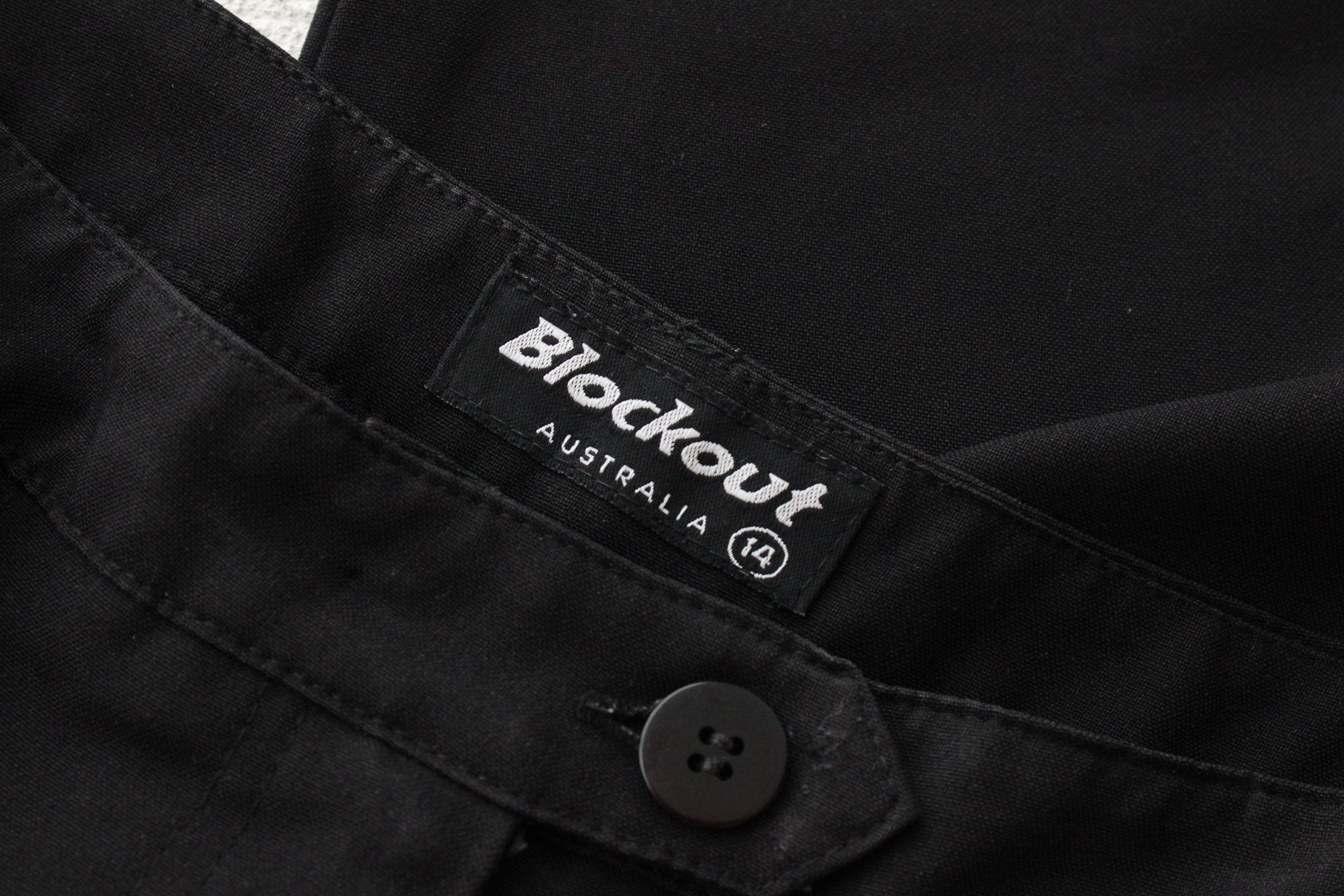 90s 'Blockout' Fitted Black Kick Flare Trousers