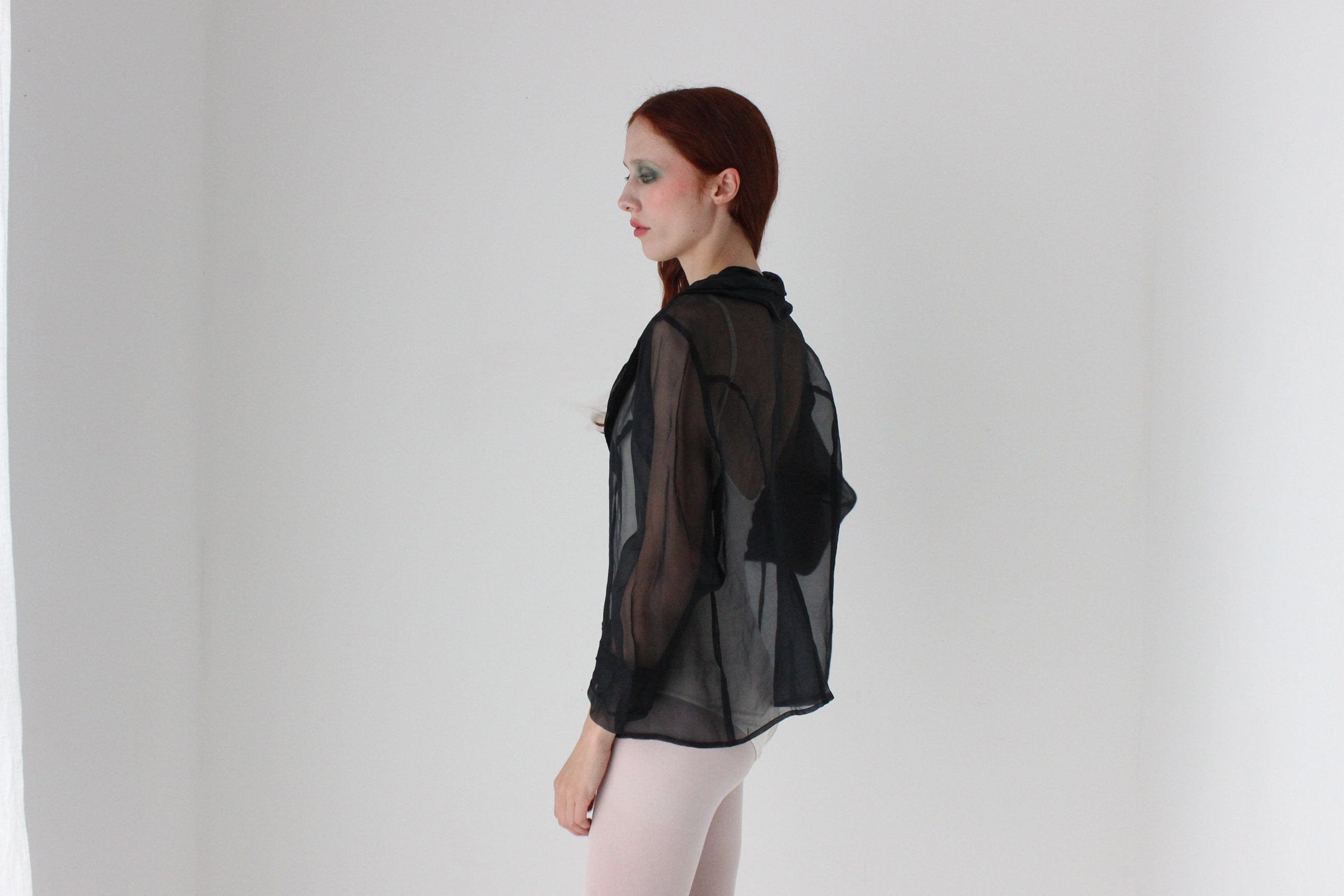 90s Sheer Silk Organza Layering Top / Jacket