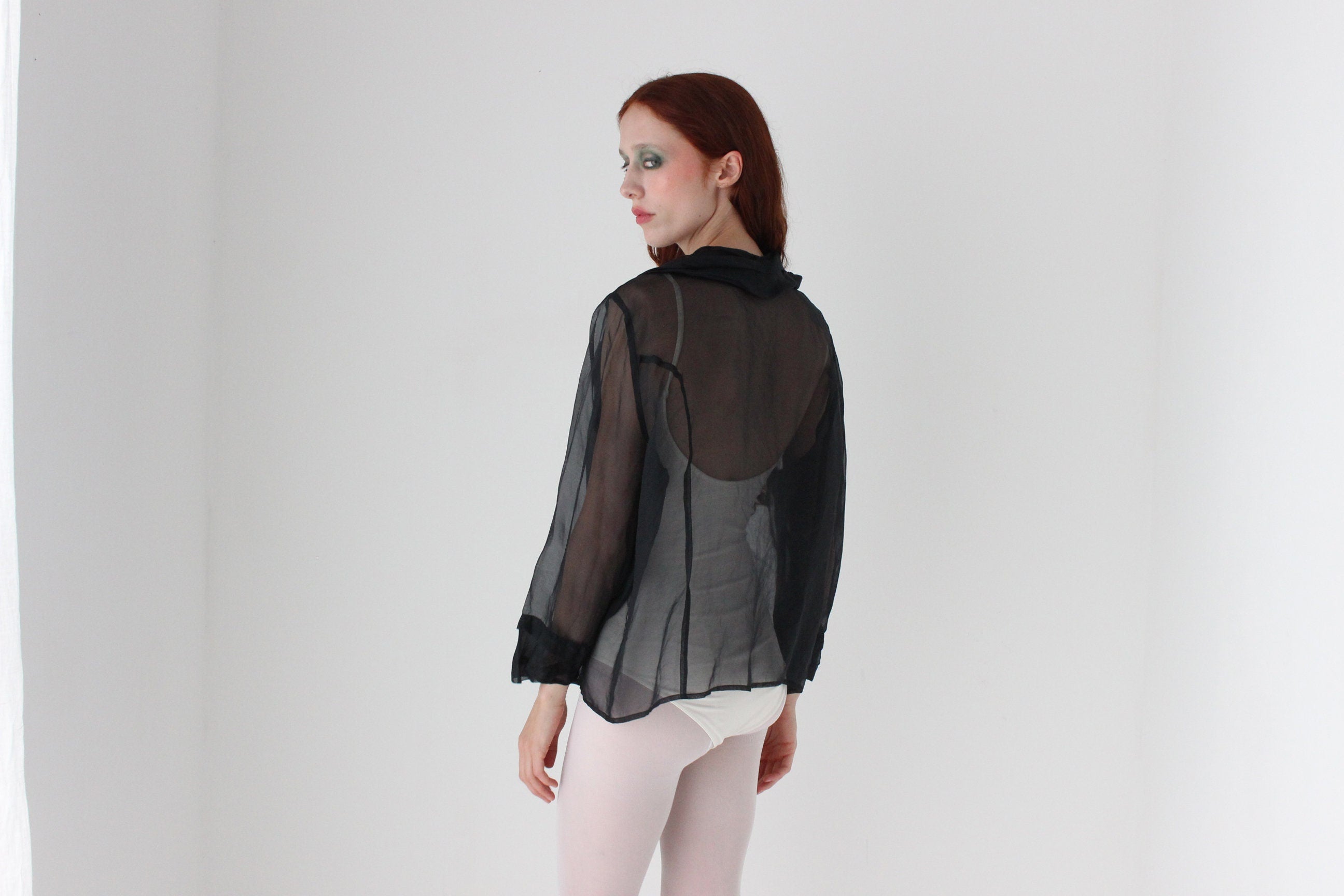 90s Sheer Silk Organza Layering Top / Jacket