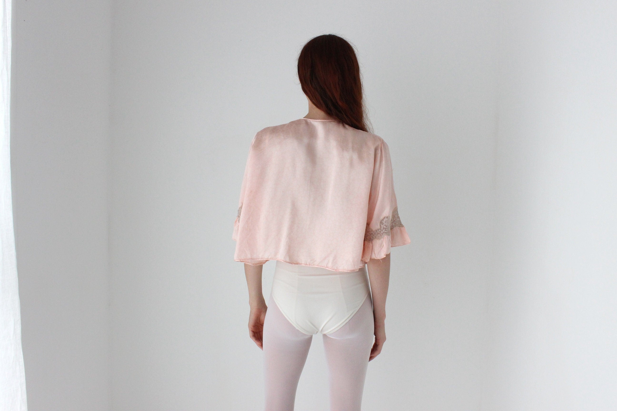 1930s Antique Satin & Lace Boudoir Jacket