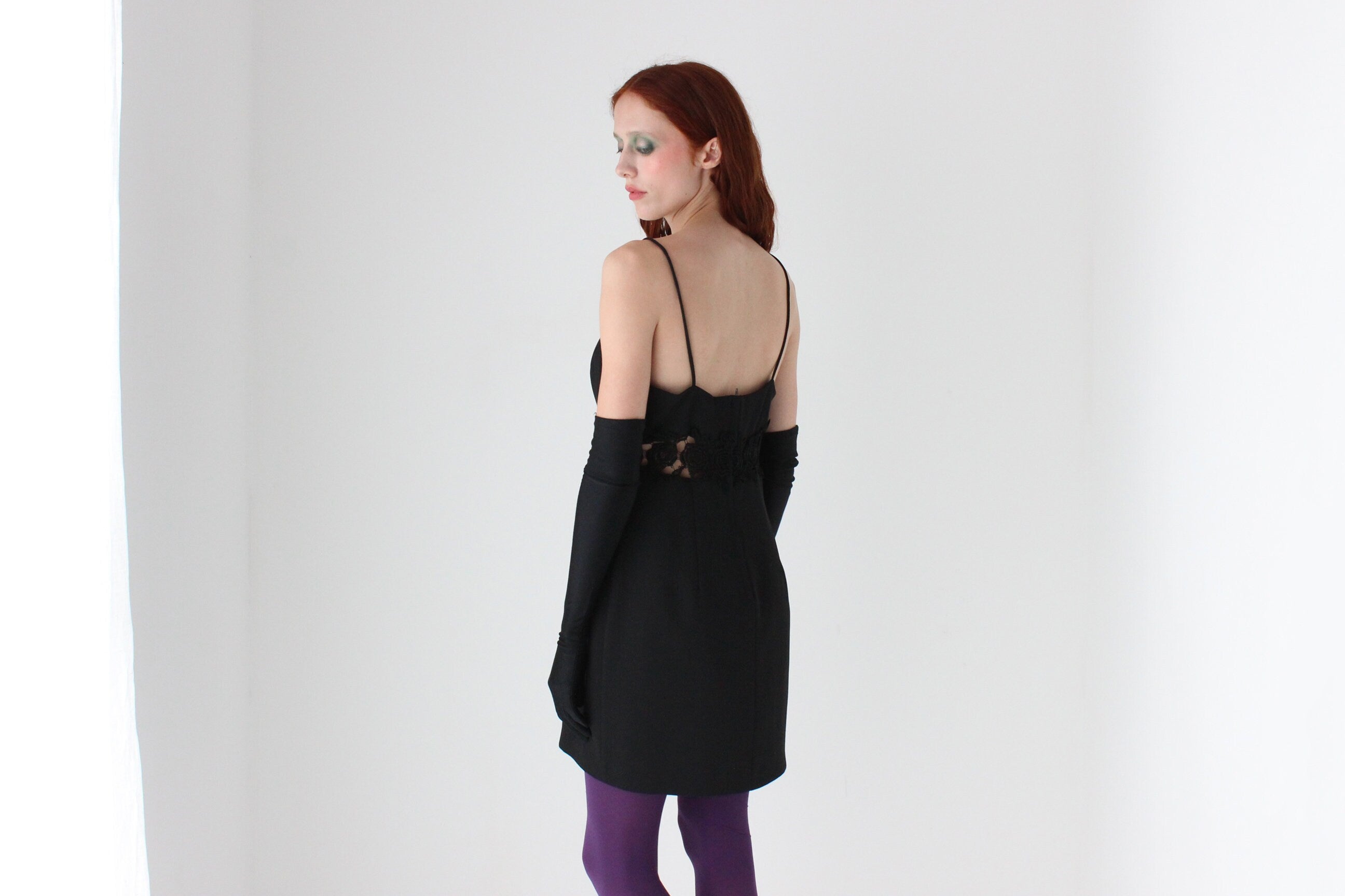 90s Tightrope Crepe Goth Mini w/ Cut Out Rose Centre