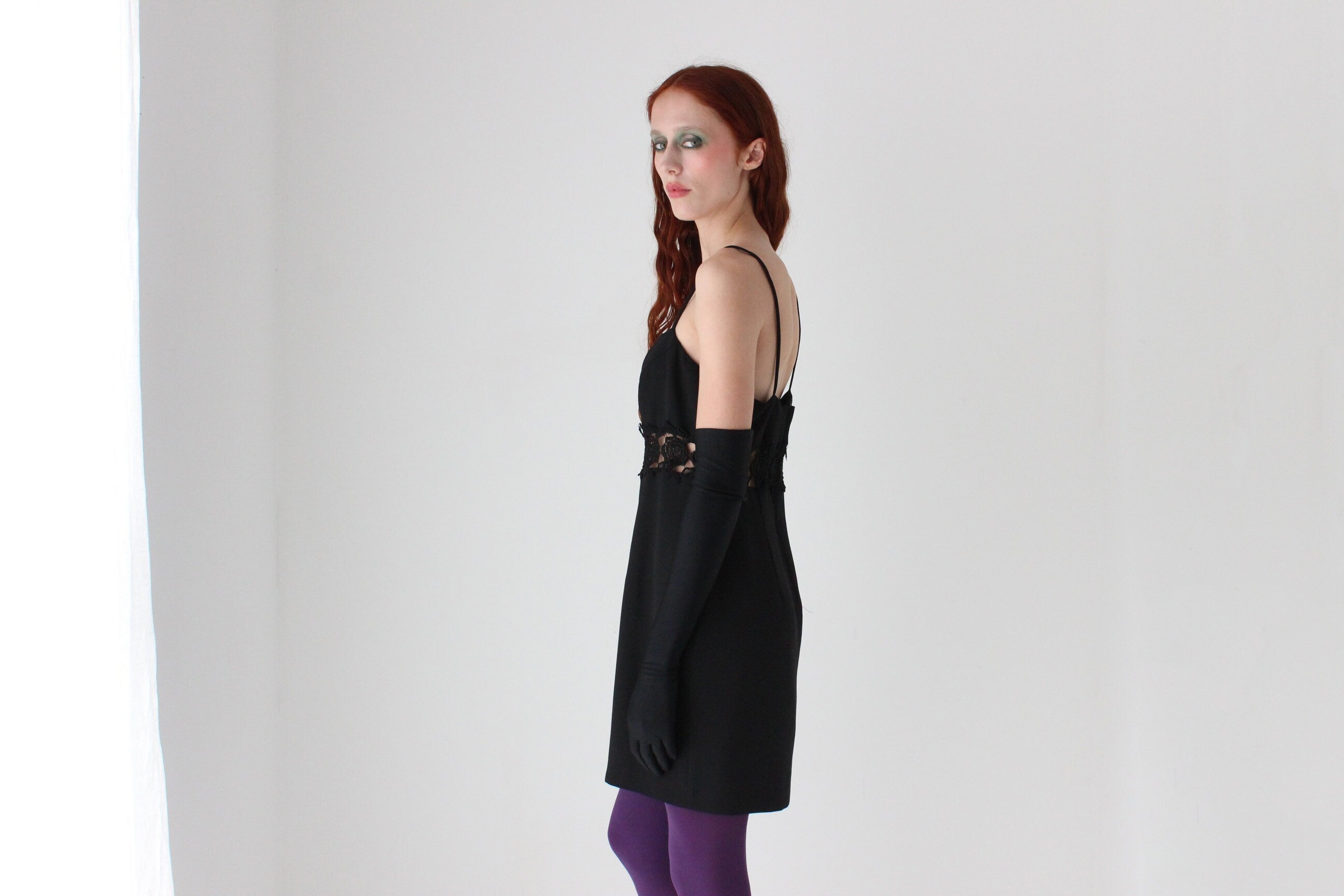 90s Tightrope Crepe Goth Mini w/ Cut Out Rose Centre