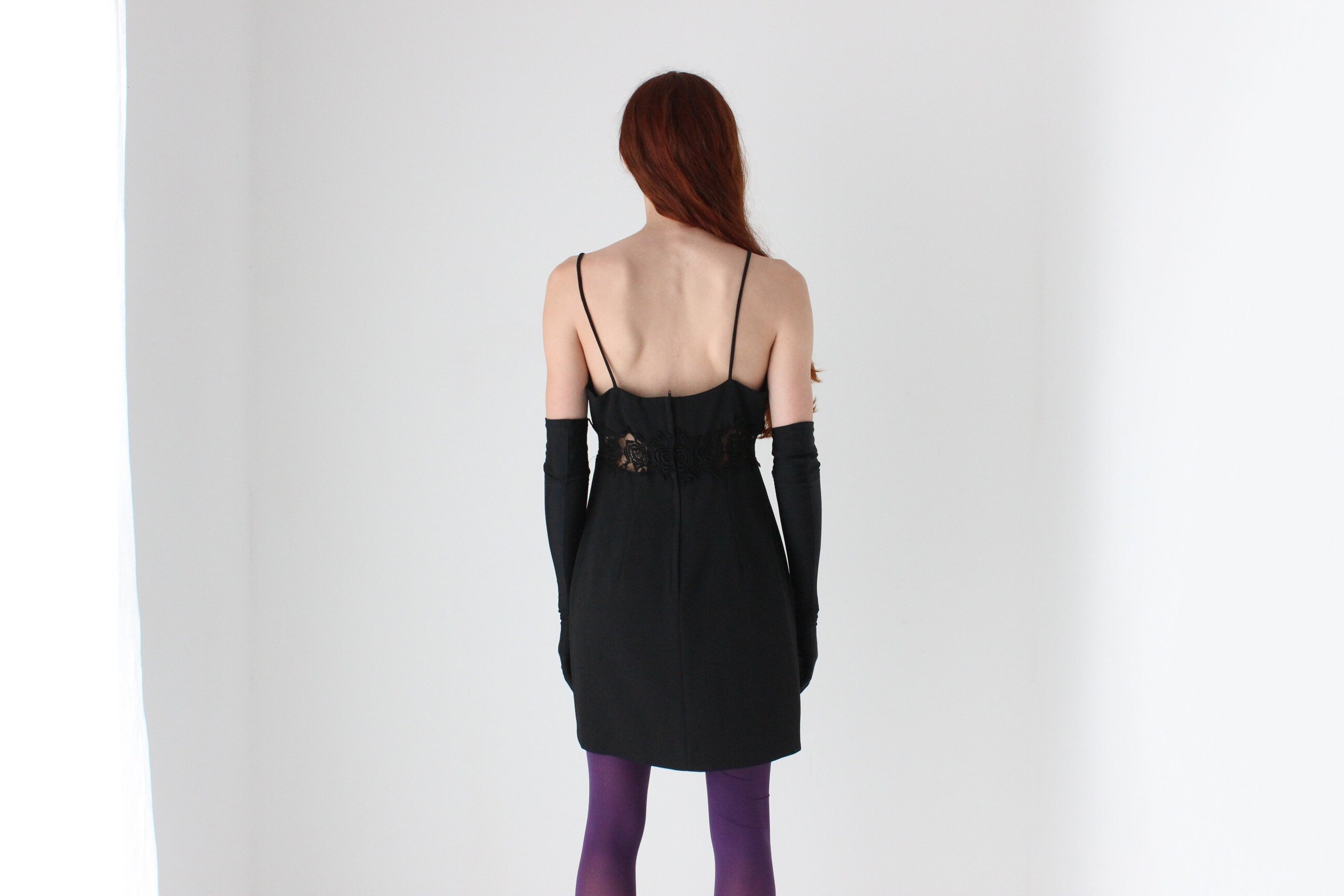 90s Tightrope Crepe Goth Mini w/ Cut Out Rose Centre