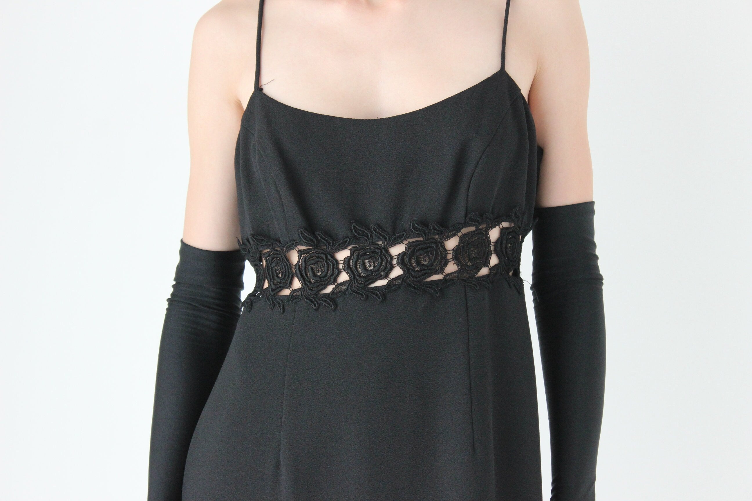 90s Tightrope Crepe Goth Mini w/ Cut Out Rose Centre