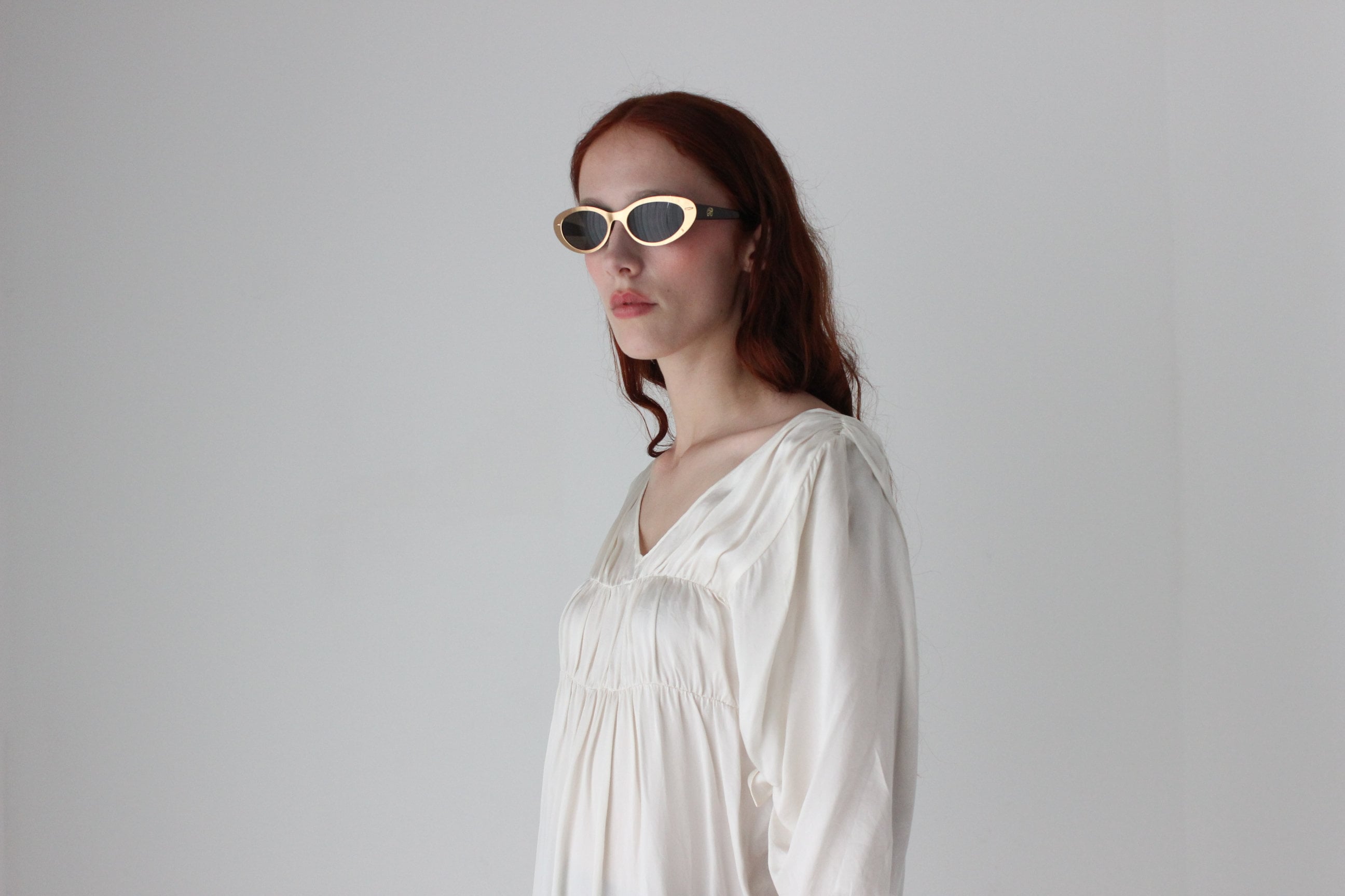 90s Blumarine Gold Metal Rounded Cat Eye Sunglasses