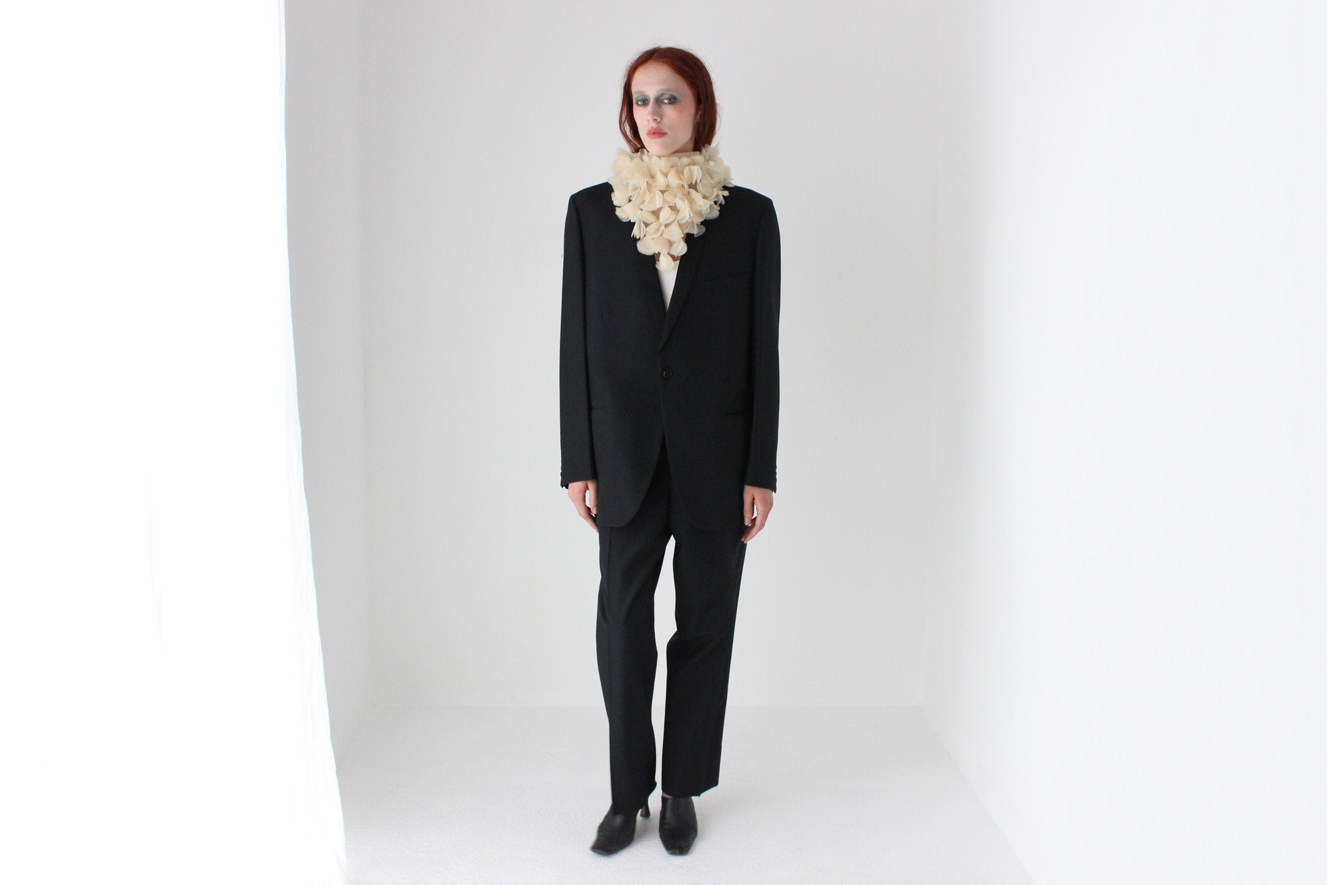 80s Wool Blend Androgynous Tuxedo Suit