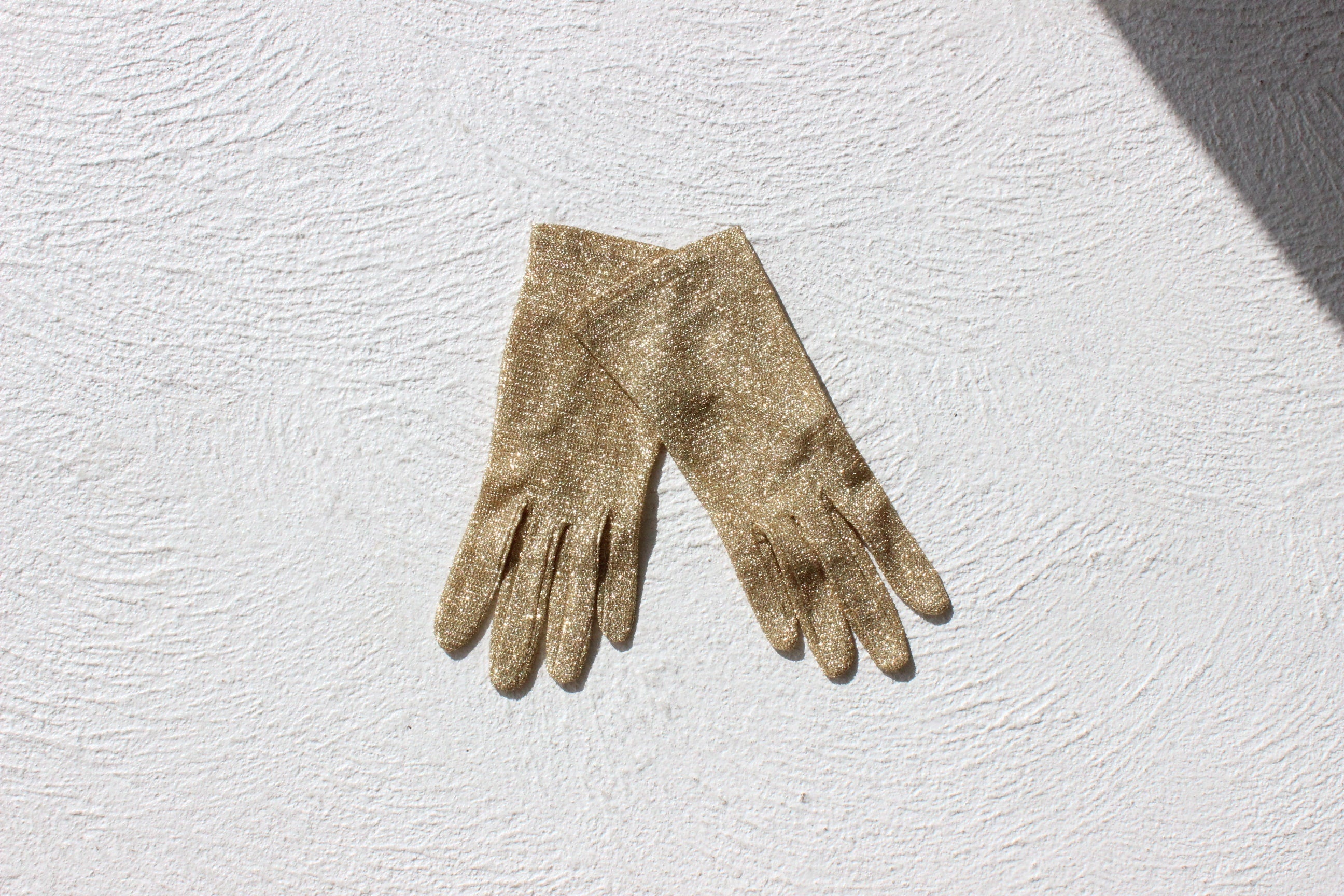 80s 'Luminex' Glittering Gold Lurex Gloves