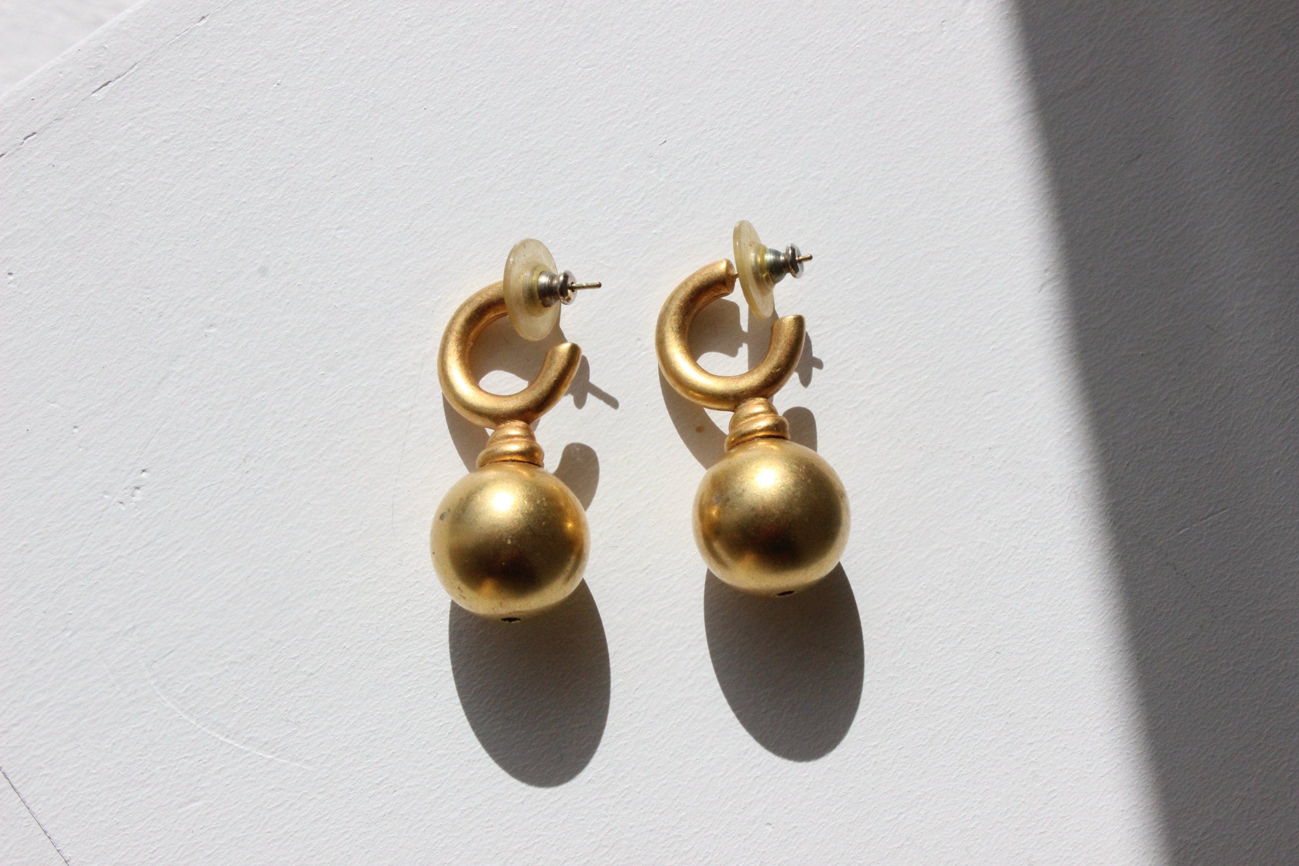 80s Baroque Matte Chunky Gold Hoops & Spheres