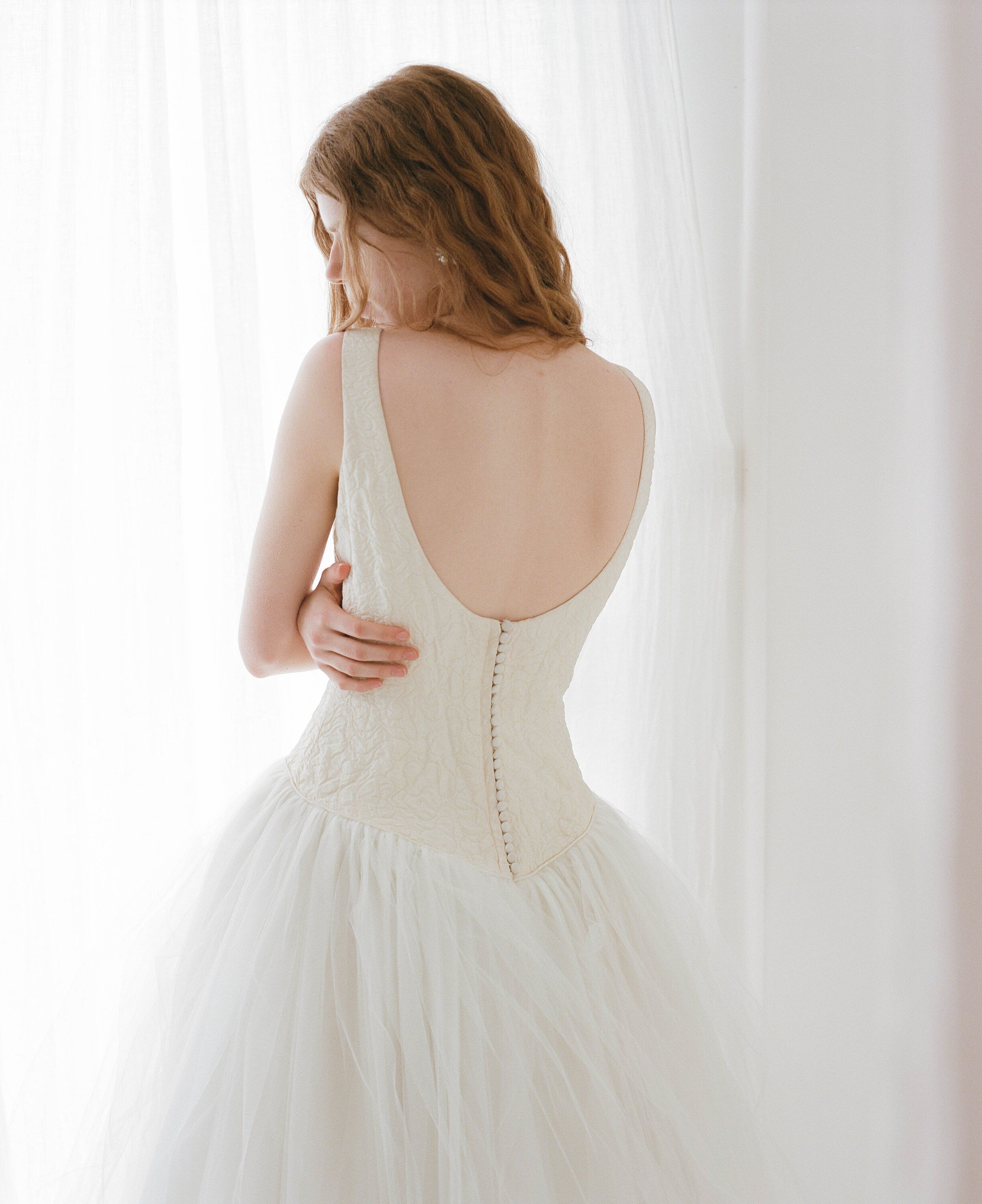1990s Amsale Bridal Couture Voluminous Tulle Ballgown