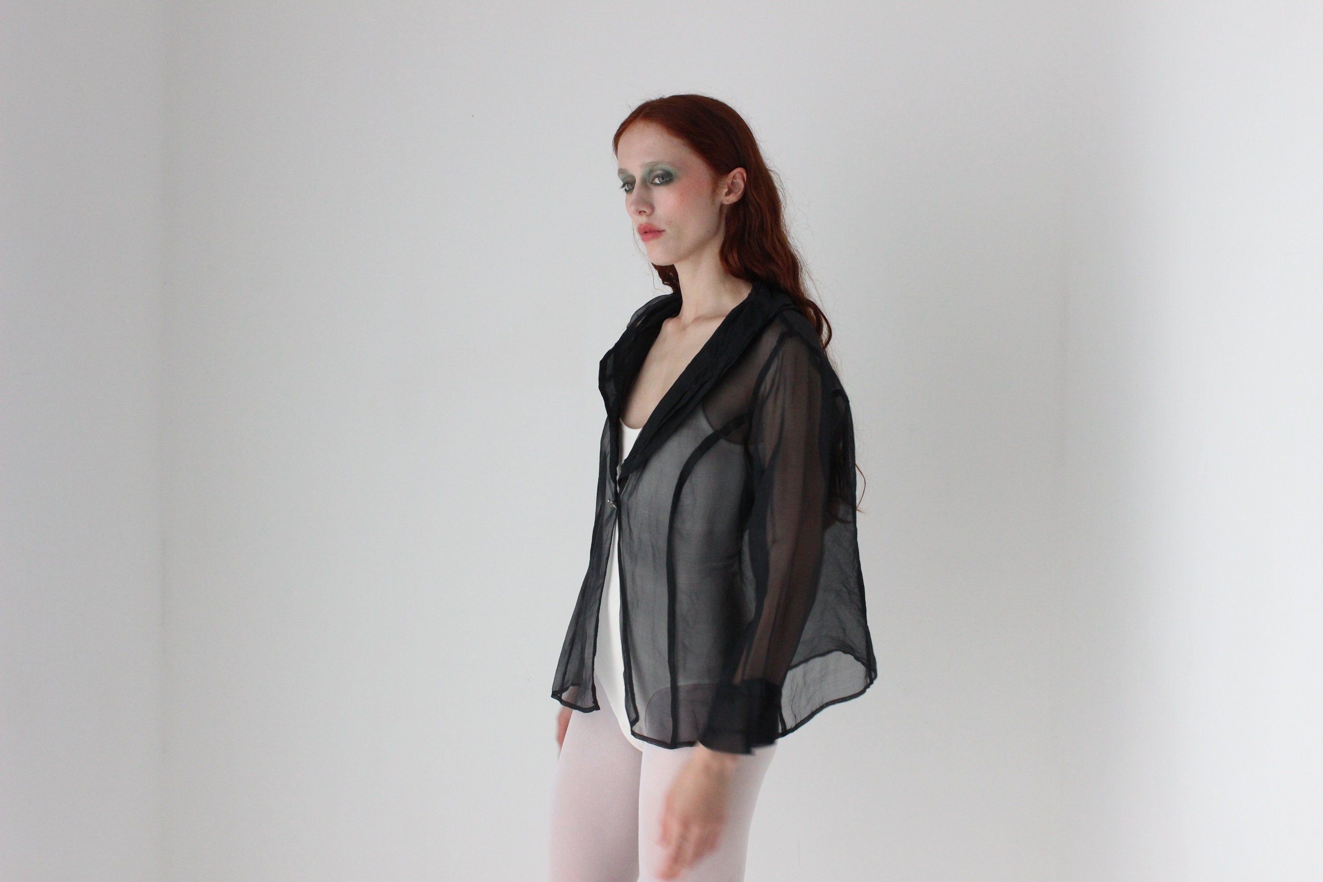 90s Sheer Silk Organza Layering Top / Jacket