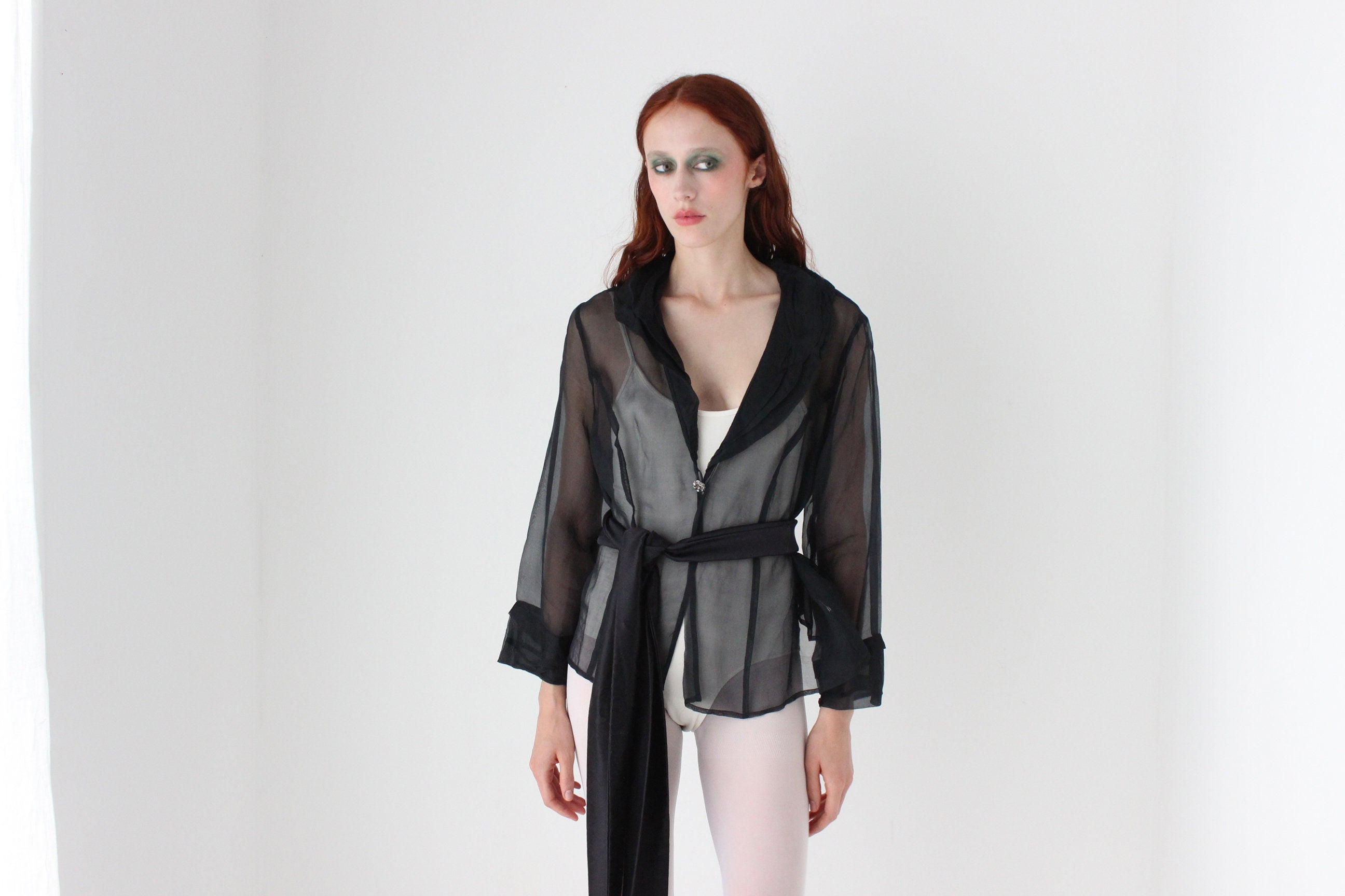 90s Sheer Silk Organza Layering Top / Jacket