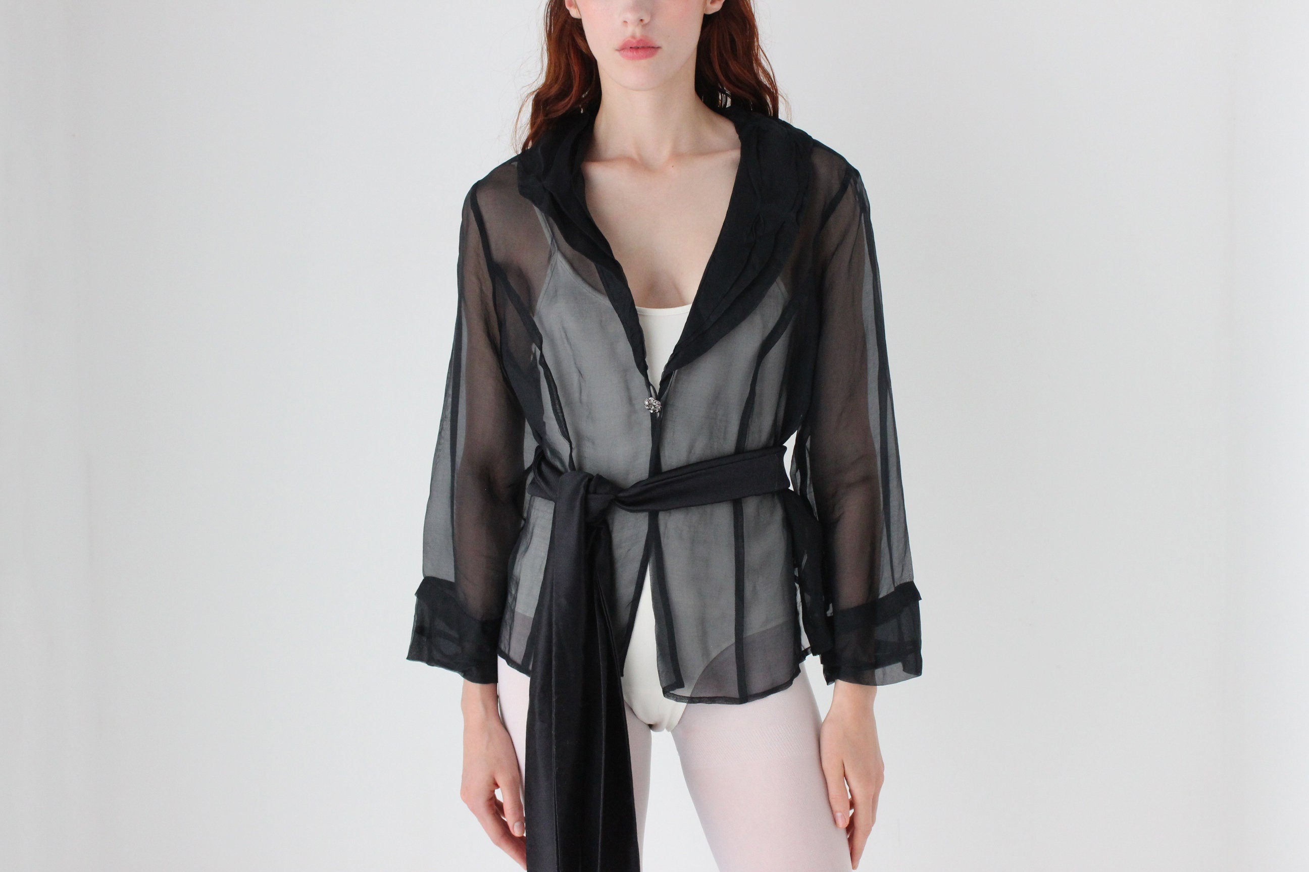 90s Sheer Silk Organza Layering Top / Jacket