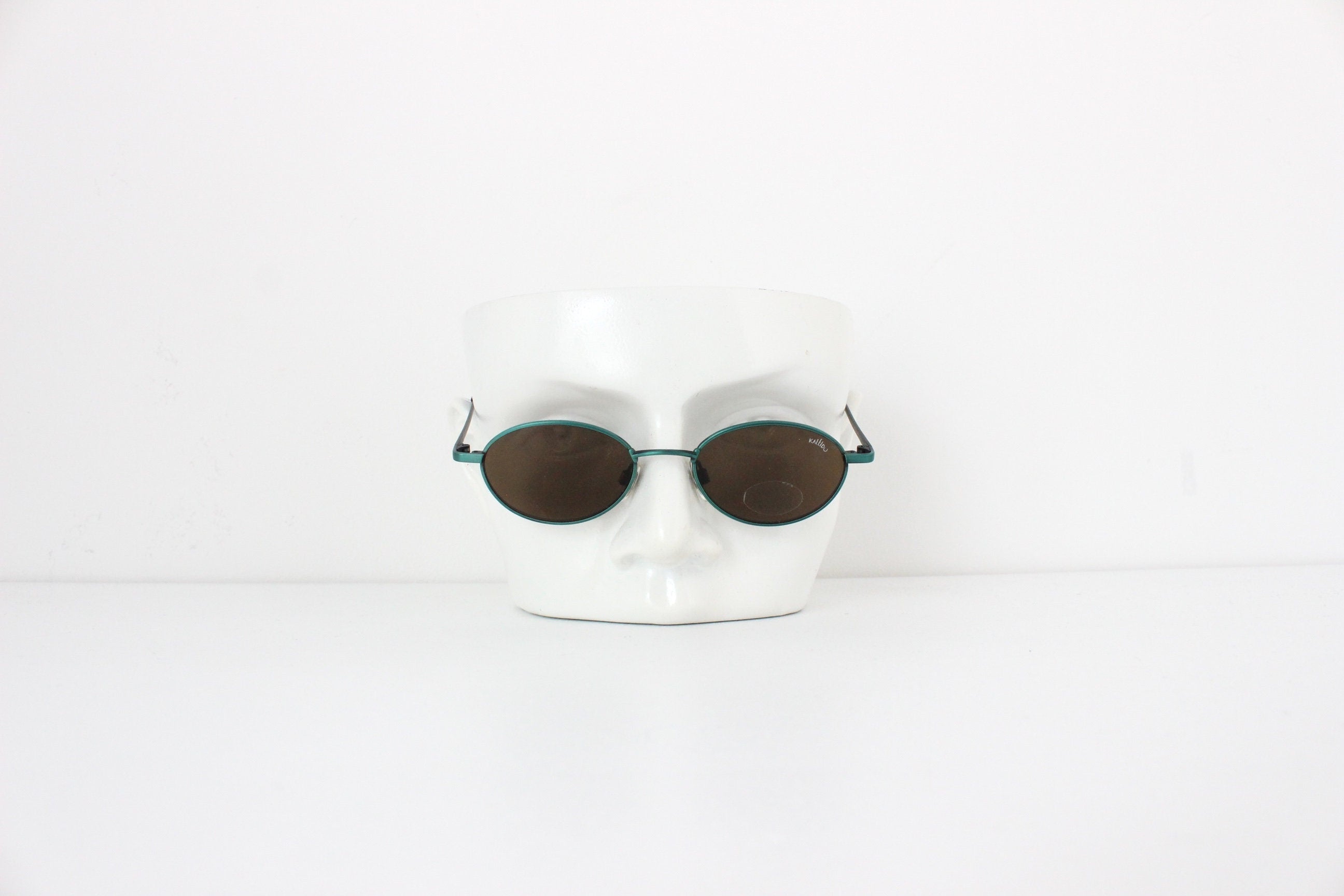 90s Kaleido Metallic Green Oval Eye Sunglasses