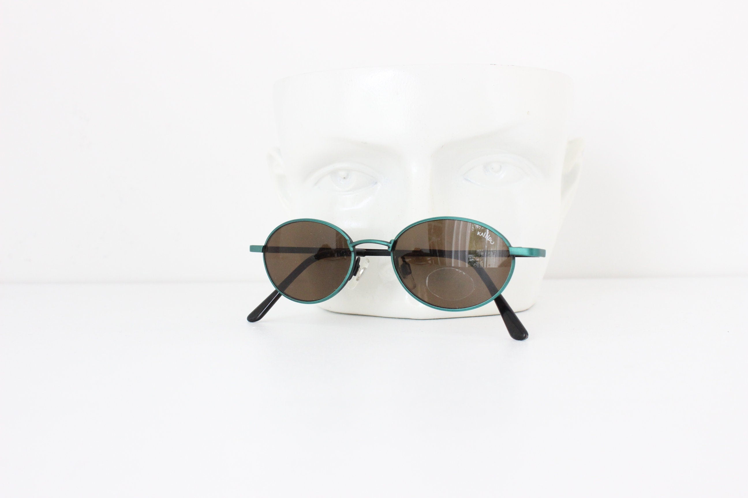 90s Kaleido Metallic Green Oval Eye Sunglasses