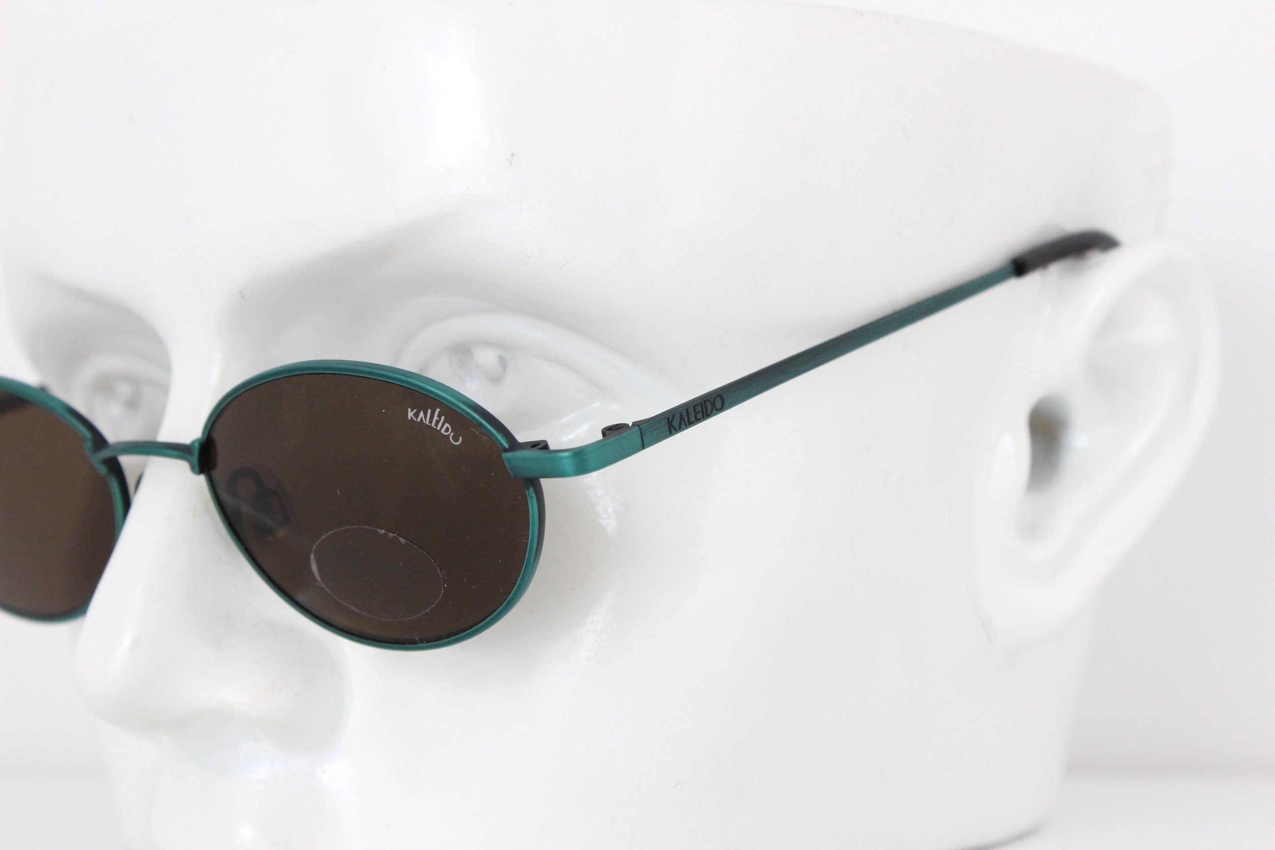 90s Kaleido Metallic Green Oval Eye Sunglasses