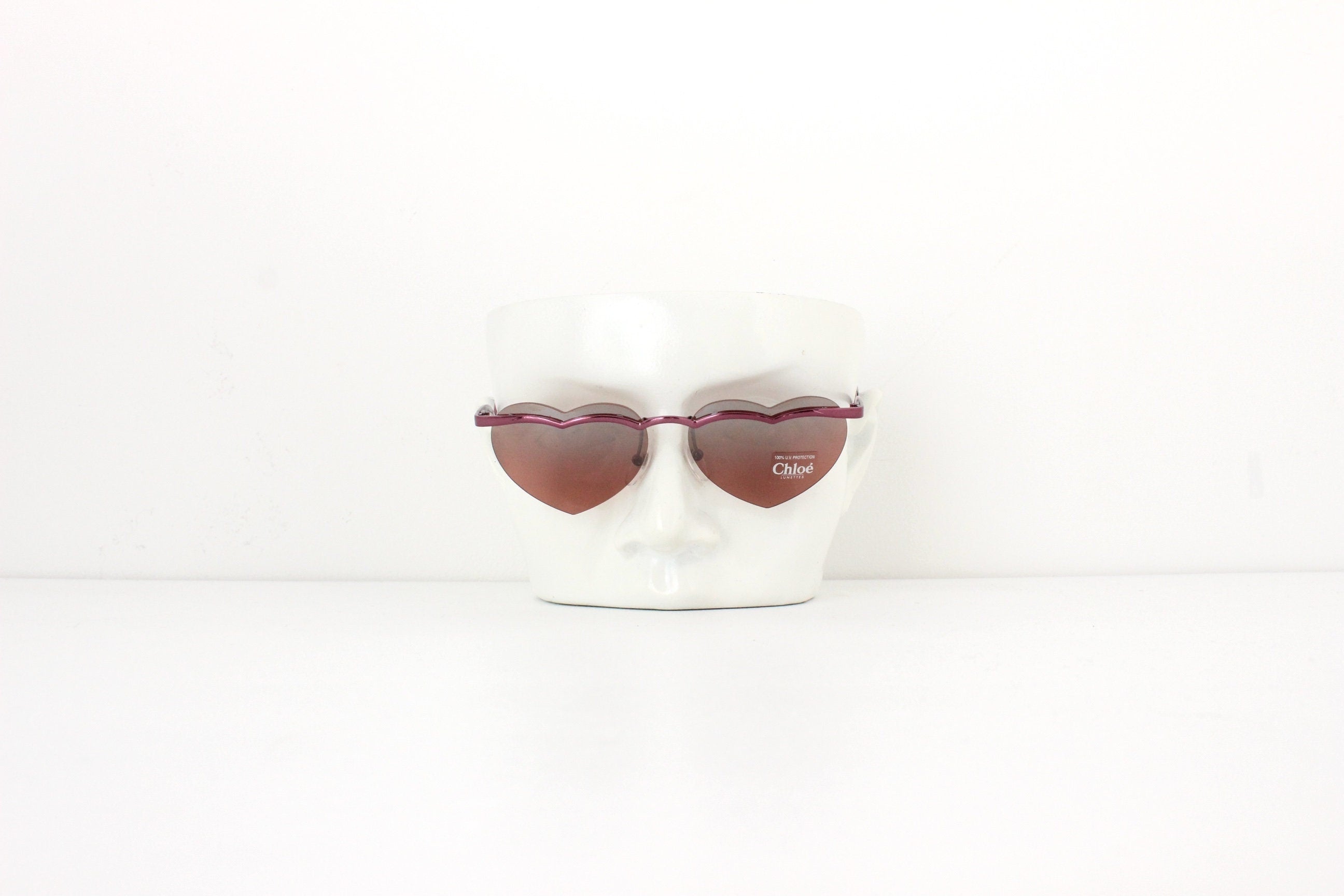 Rare 90s Vintage CHLOE Heart Shaped Frameless Sunglasses