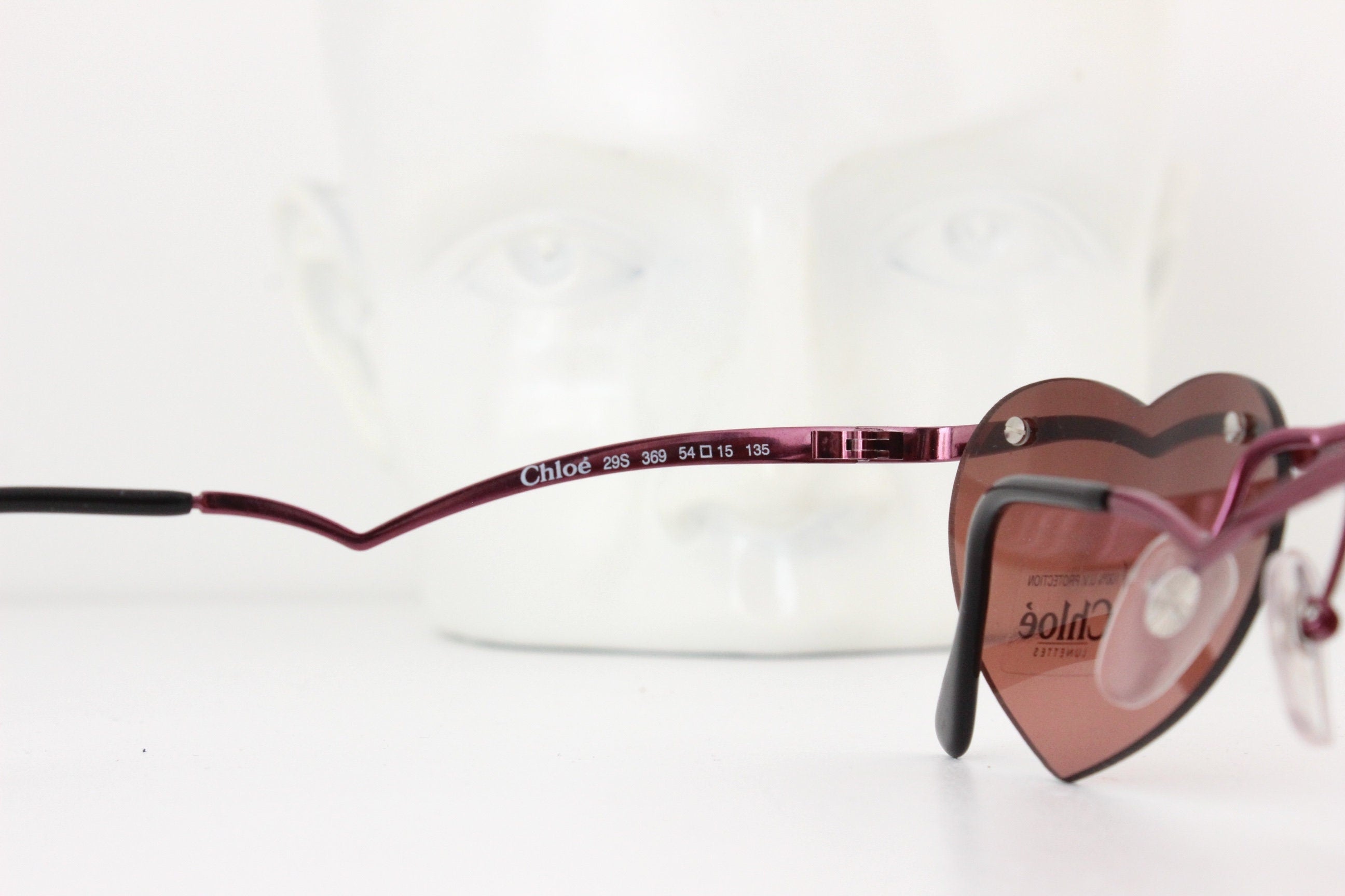 Rare 90s Vintage CHLOE Heart Shaped Frameless Sunglasses