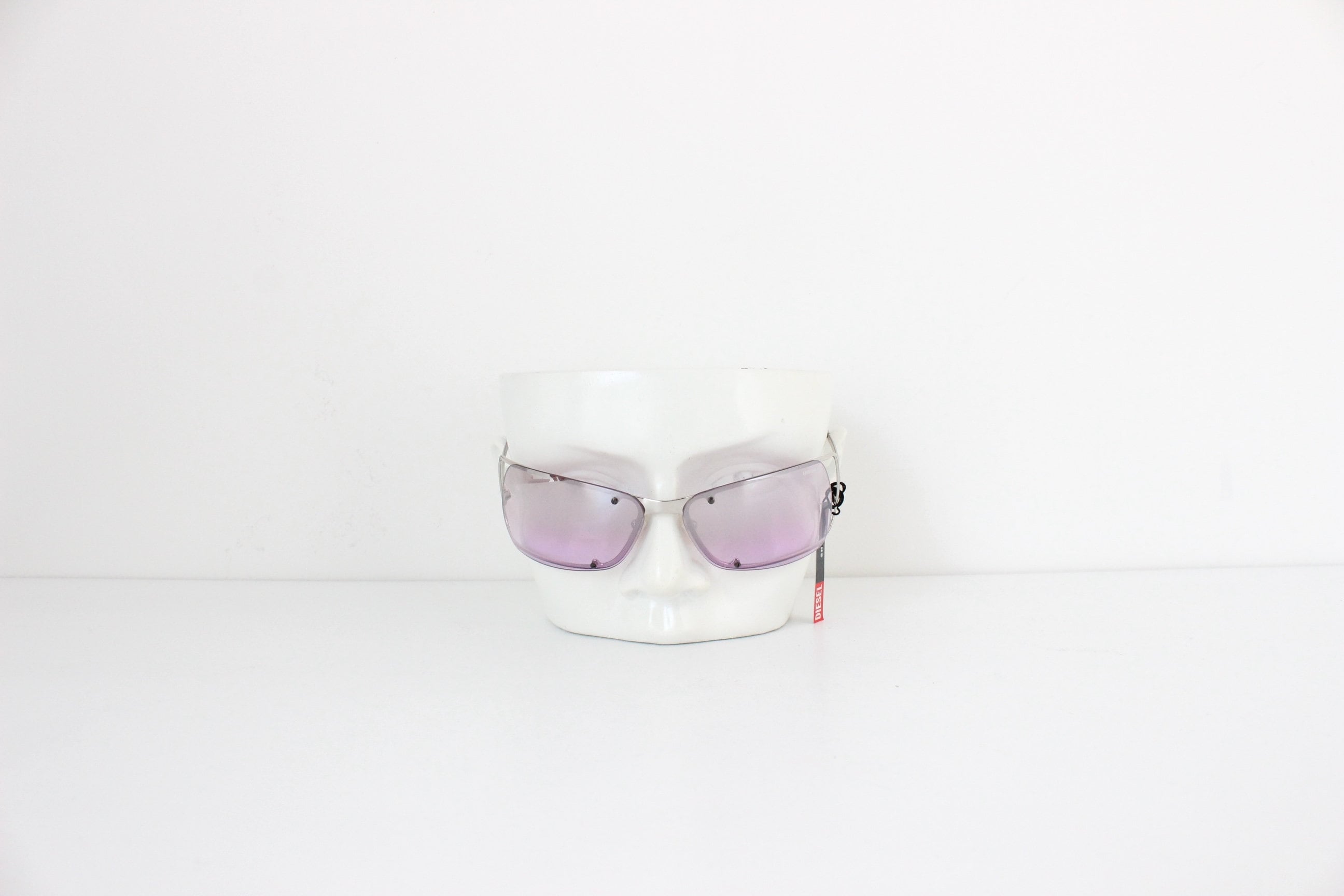 Y2K Diesel Pastel Purple Techno Shield Sunglasses