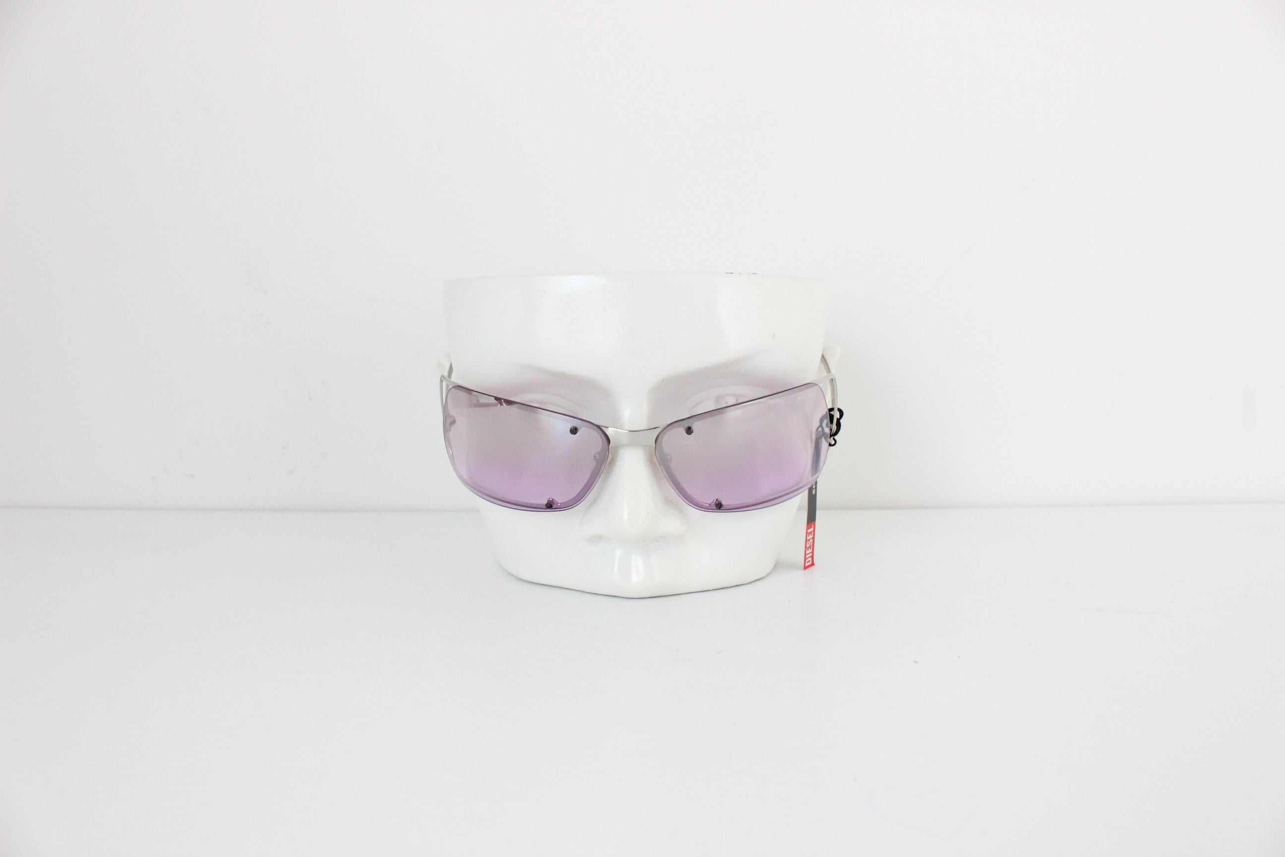 Y2K Diesel Pastel Purple Techno Shield Sunglasses