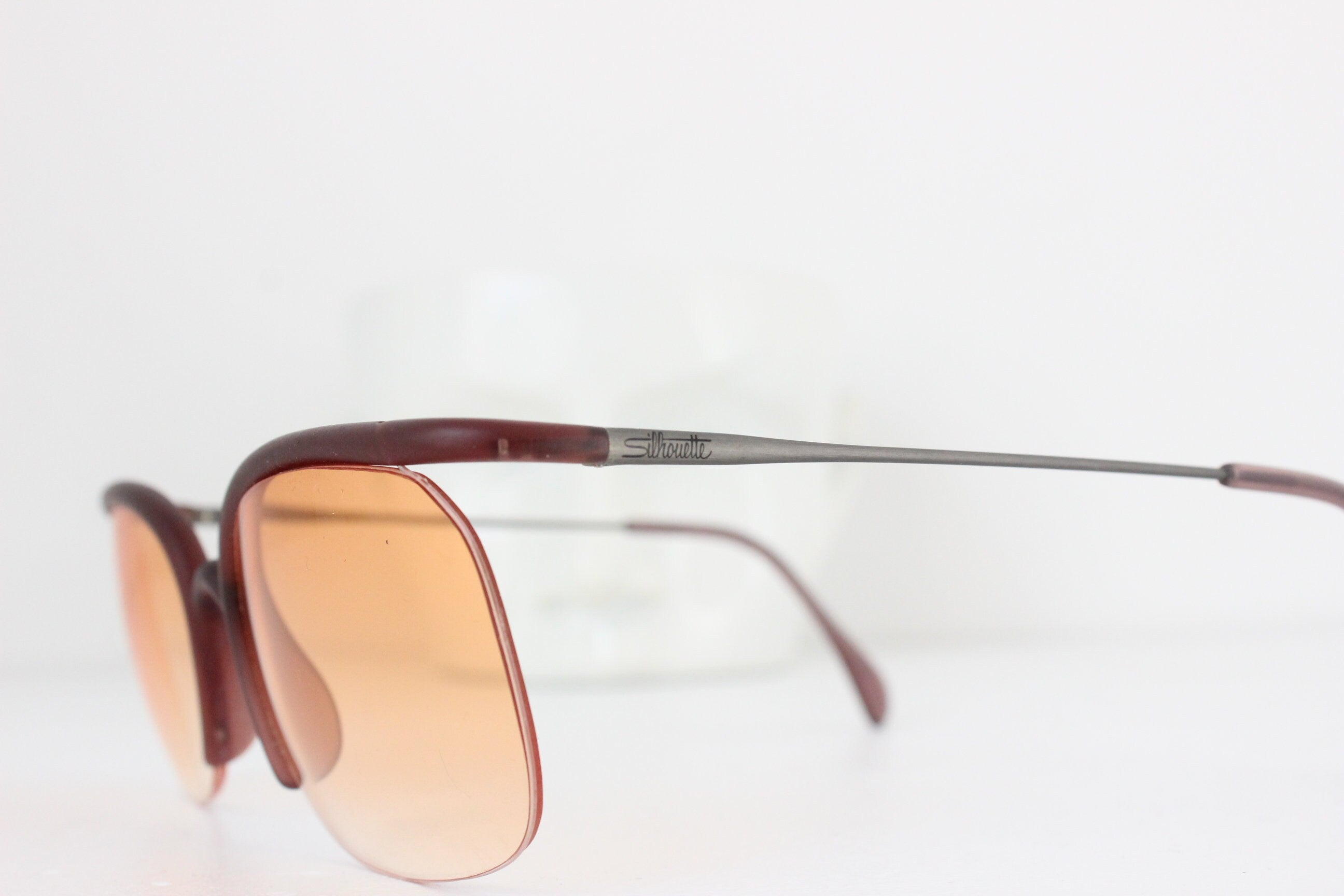 Funkiest 80s Iosa Ghini for Silhouette Amber Tinted Tubular Aviators