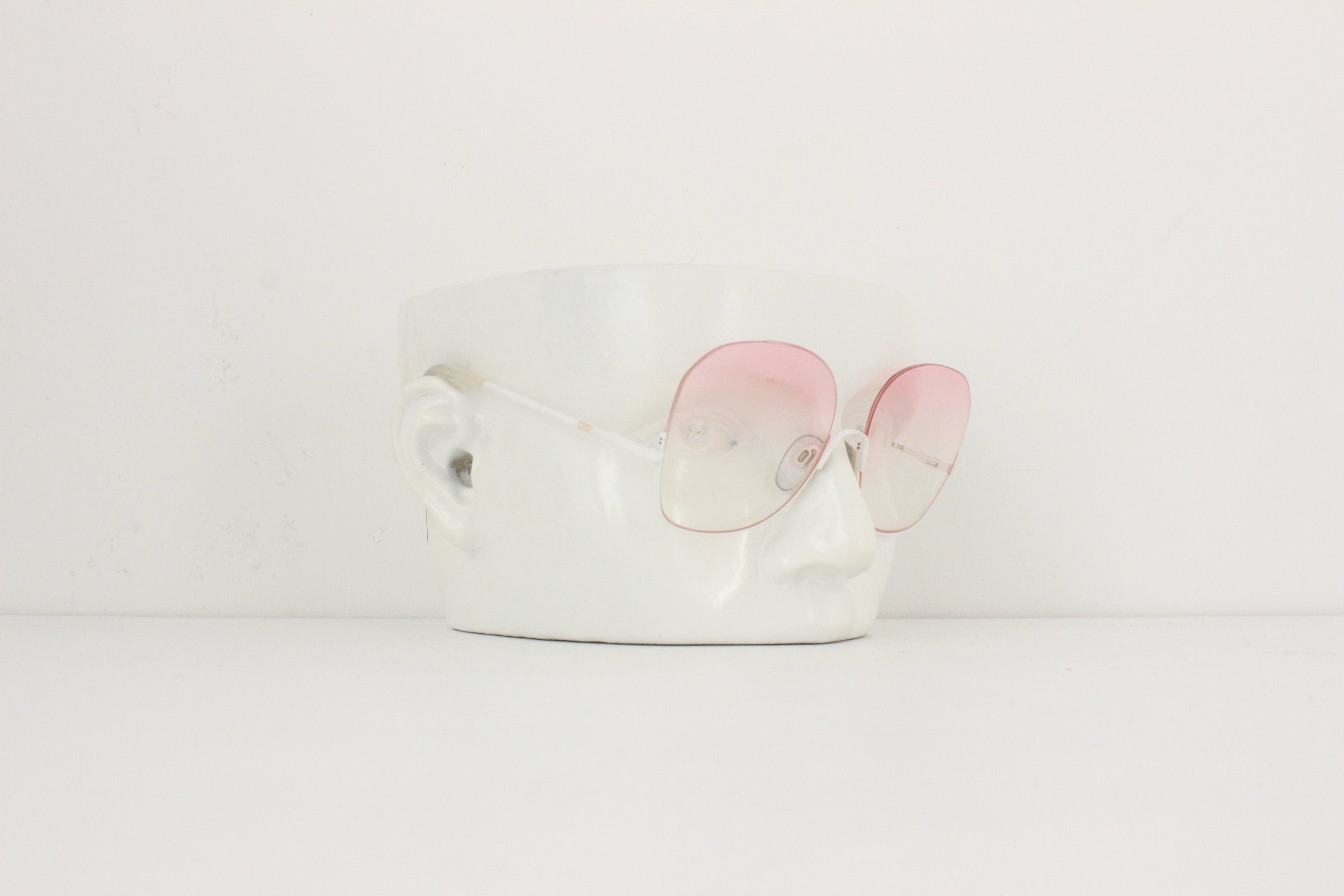 1970s European Pink Lens Half-Frame Sunglasses