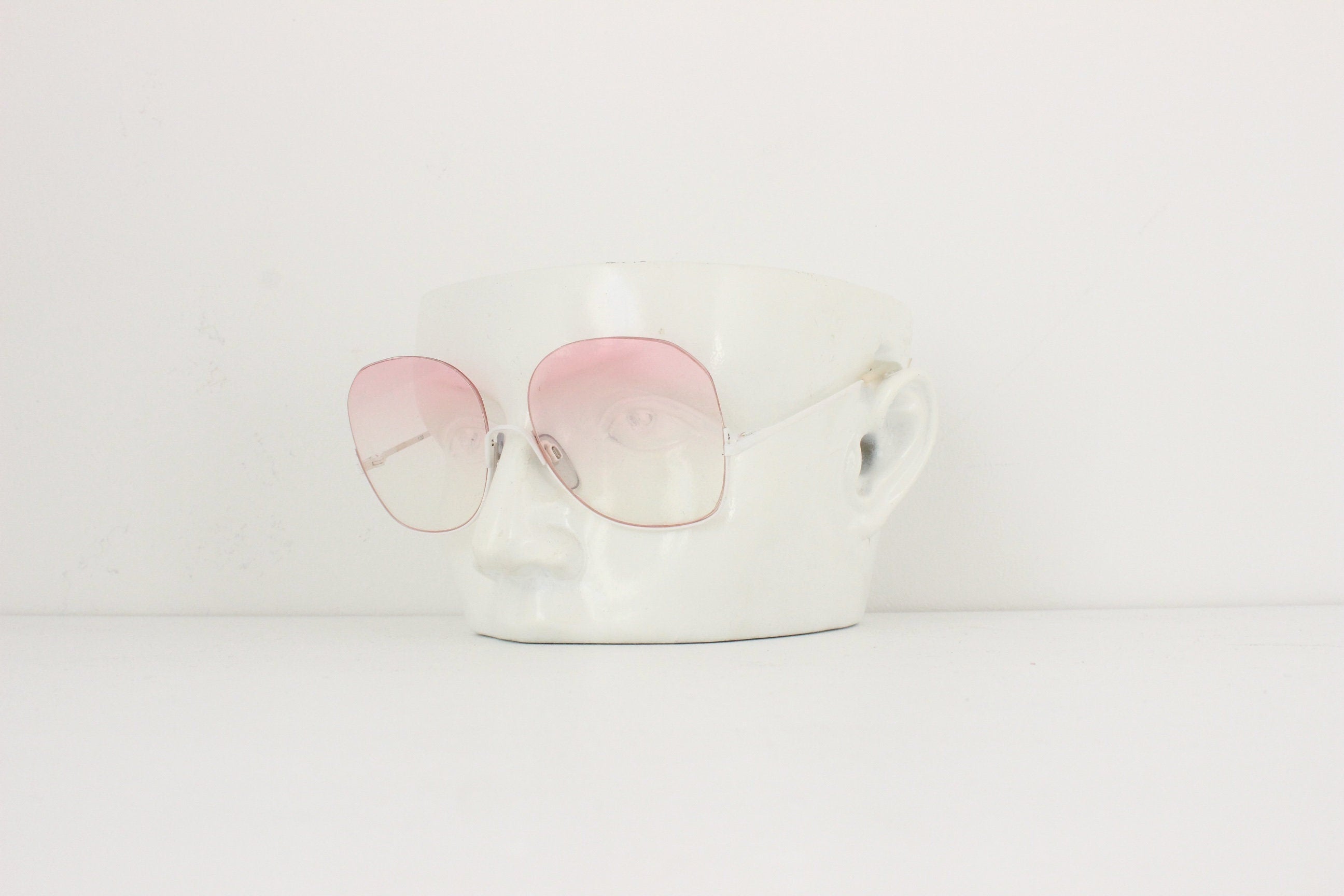 1970s European Pink Lens Half-Frame Sunglasses