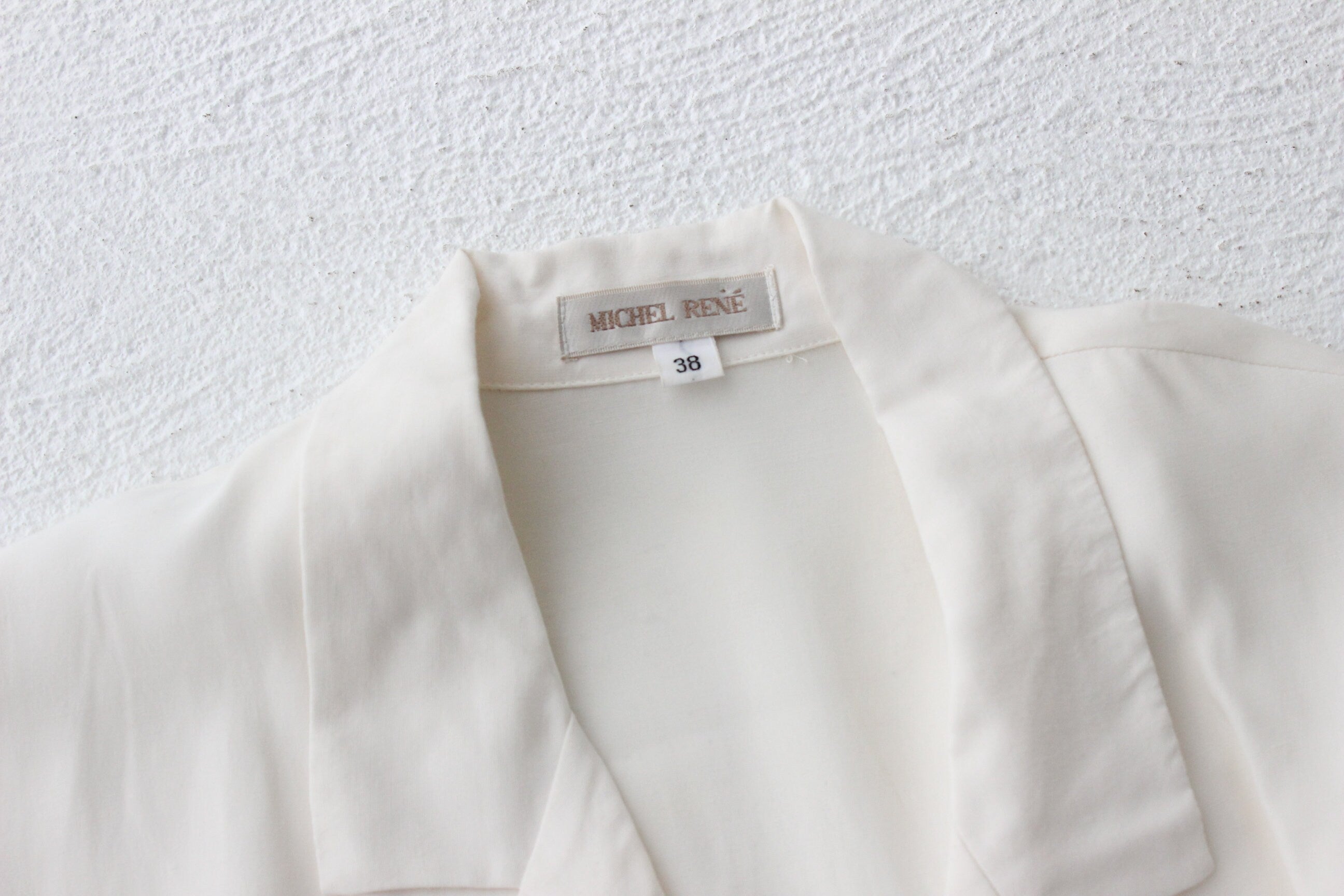 80s French Vintage Double Breasted V Neck Blouse by Michel René