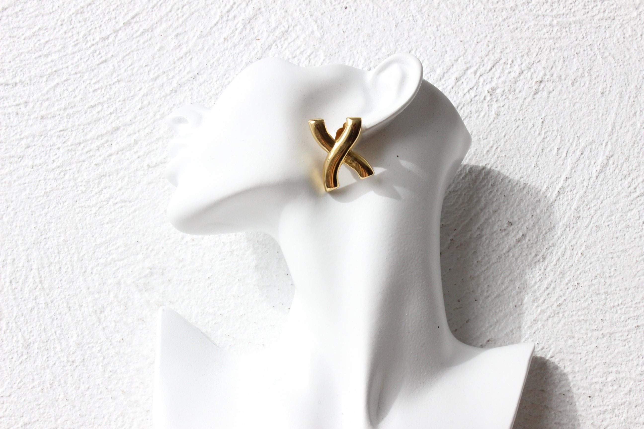 80s Baroque Gold 'X' Clip On Earrings