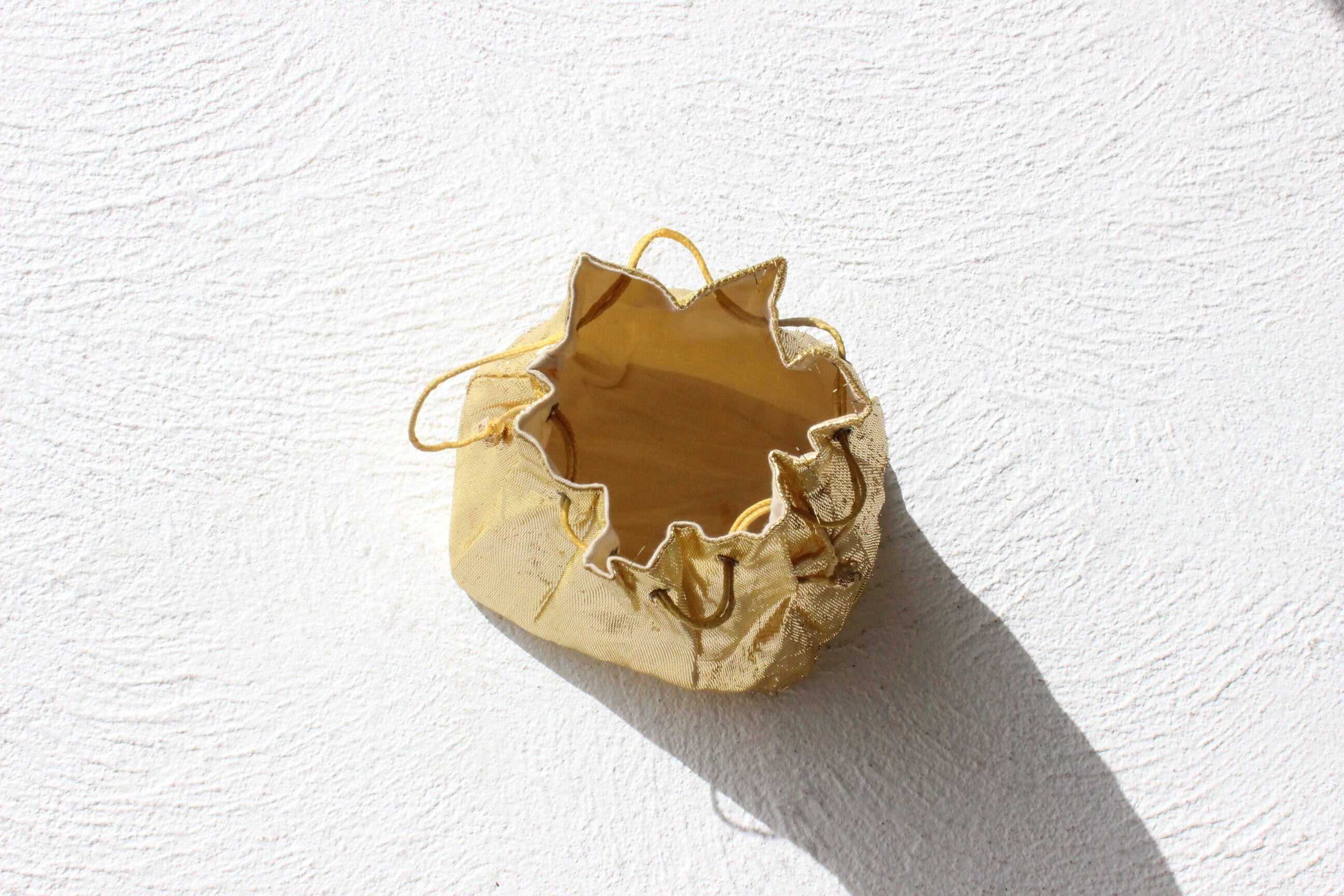 80s Gold Lamé Drawstring Wristlet Bag