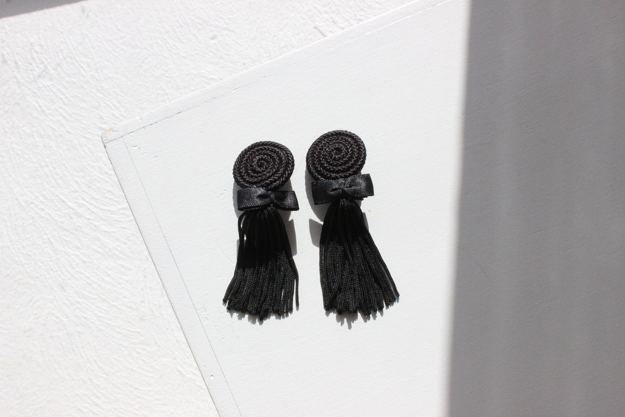 1980s Art Deco Tassel Clip On Earrings