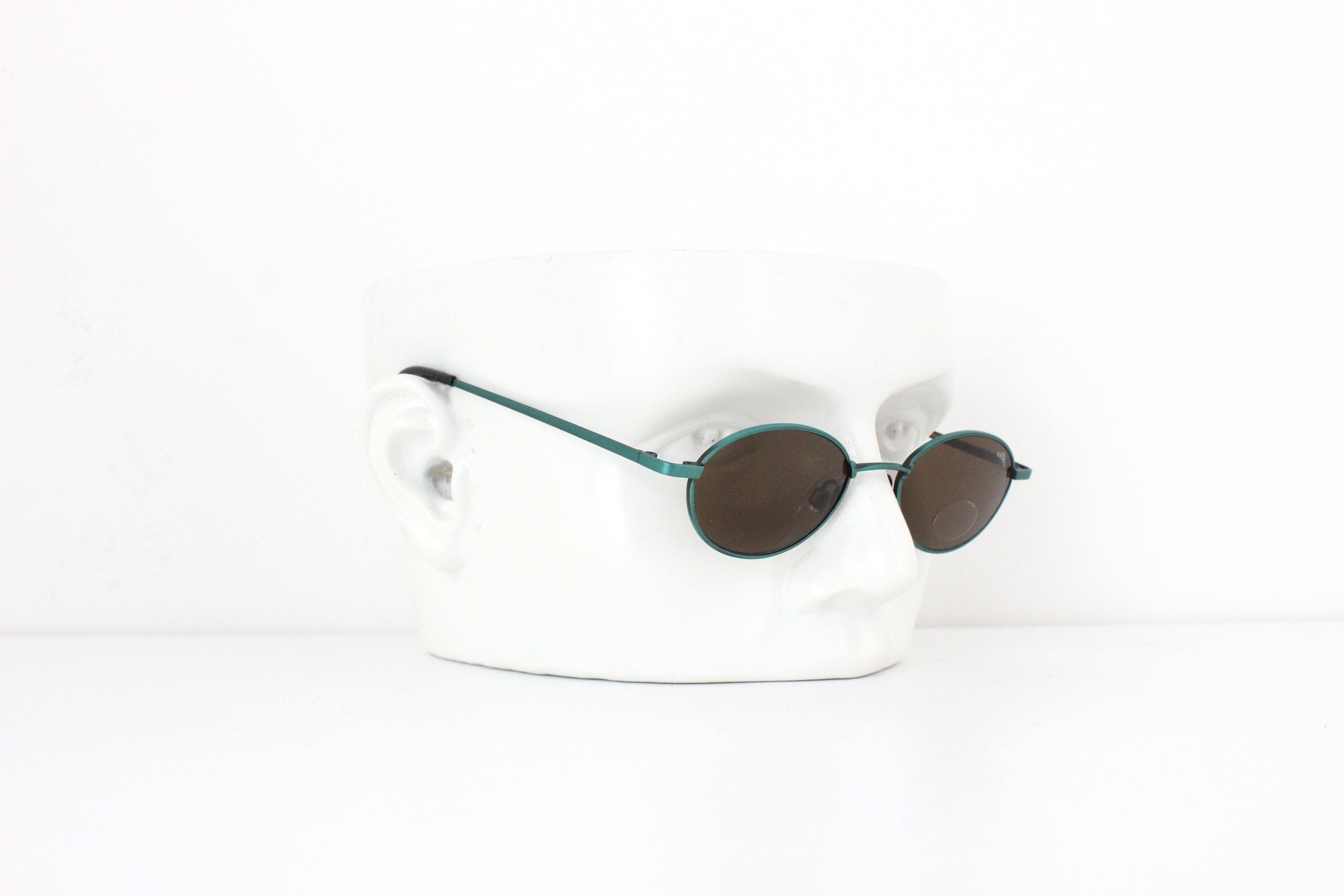 90s Kaleido Metallic Green Oval Eye Sunglasses