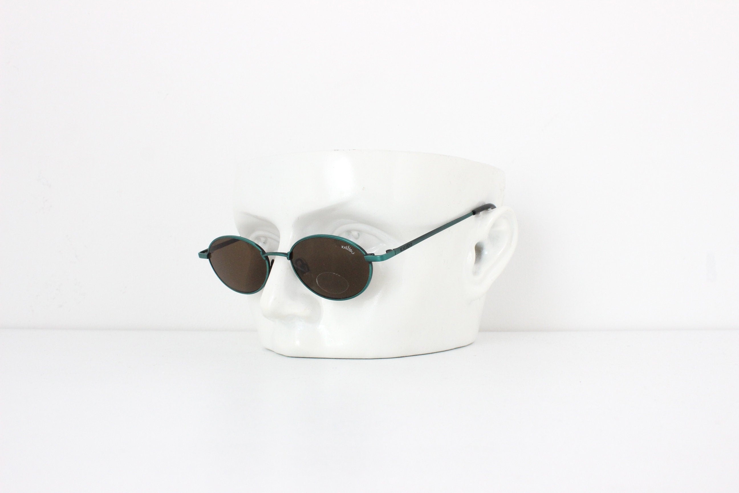 90s Kaleido Metallic Green Oval Eye Sunglasses