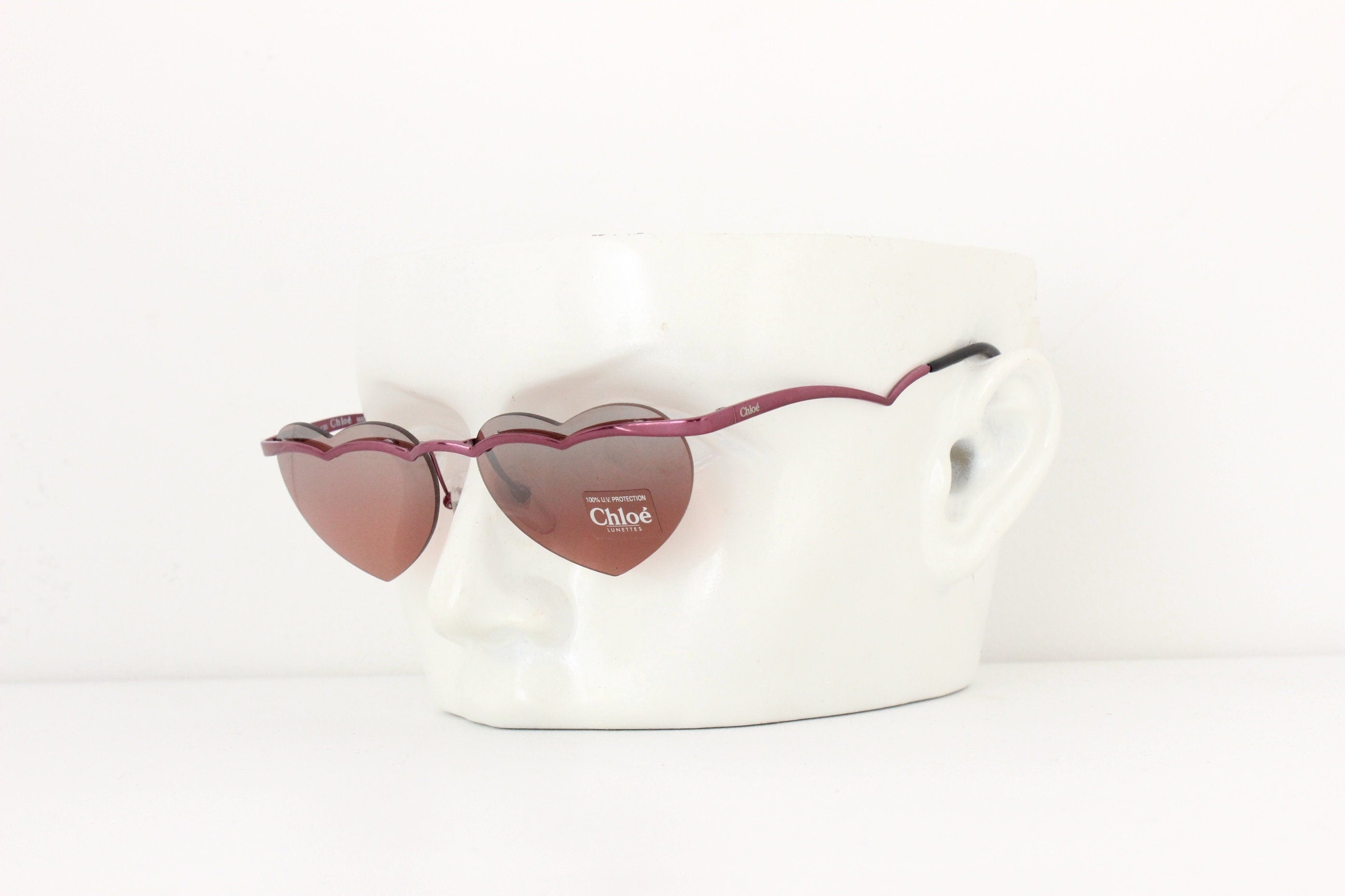 Rare 90s Vintage CHLOE Heart Shaped Frameless Sunglasses