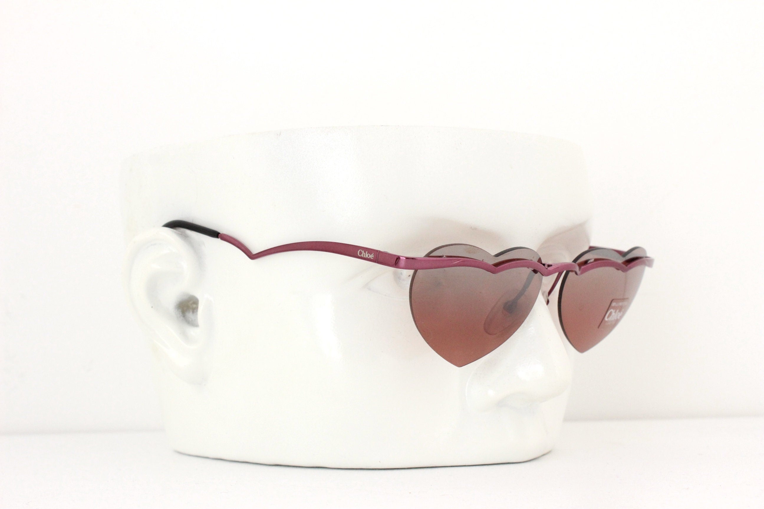 Rare 90s Vintage CHLOE Heart Shaped Frameless Sunglasses