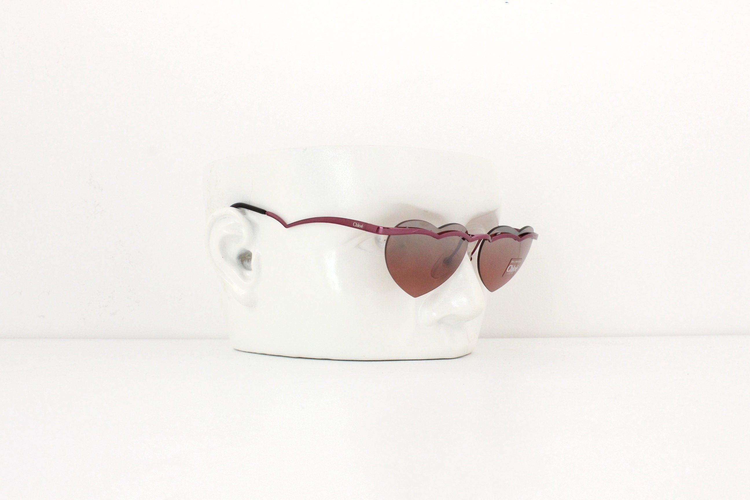 Rare 90s Vintage CHLOE Heart Shaped Frameless Sunglasses