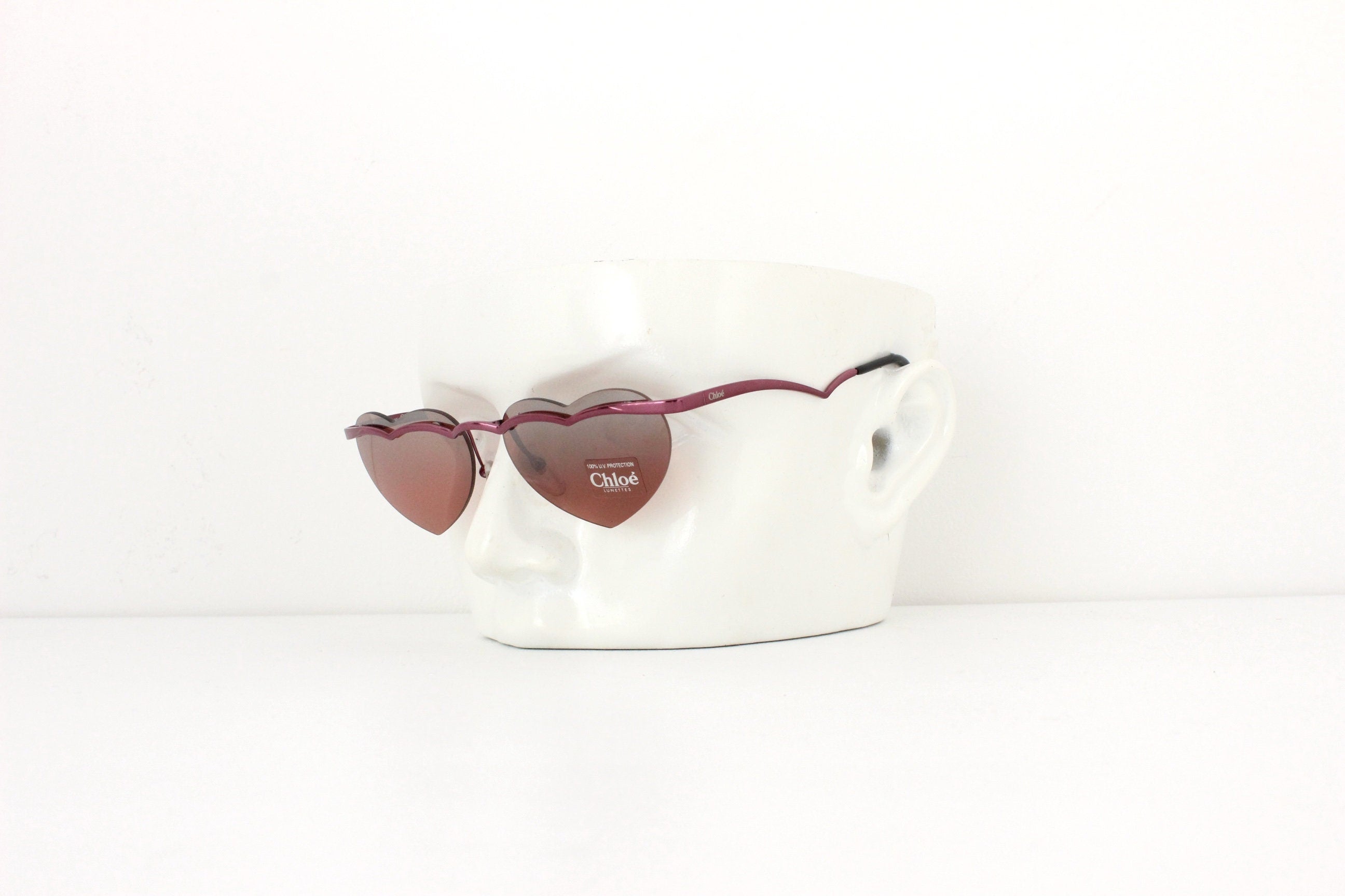 Rare 90s Vintage CHLOE Heart Shaped Frameless Sunglasses