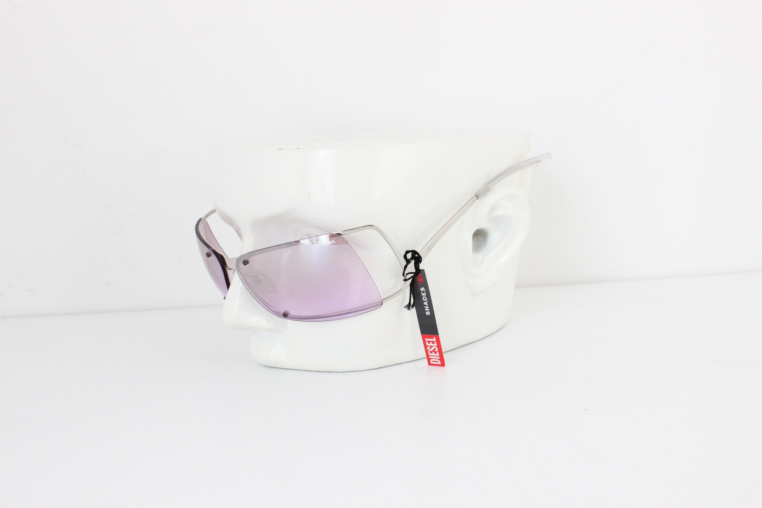 Y2K Diesel Pastel Purple Techno Shield Sunglasses